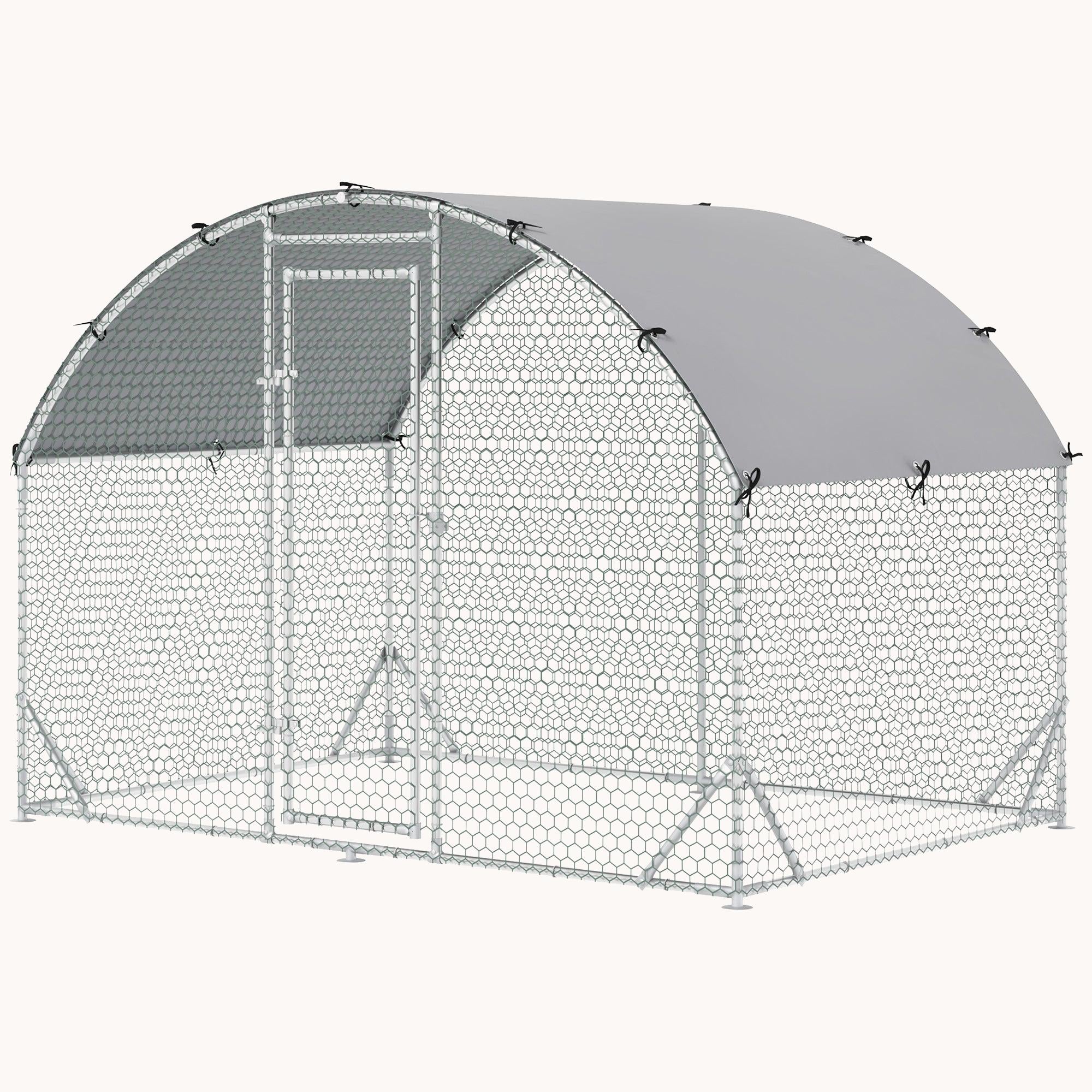 pawhut-grand-poulailler-enclos-9-2-x-6-2-x-6-5-m-tal-avec-b-che-imperm-able-anti image 3