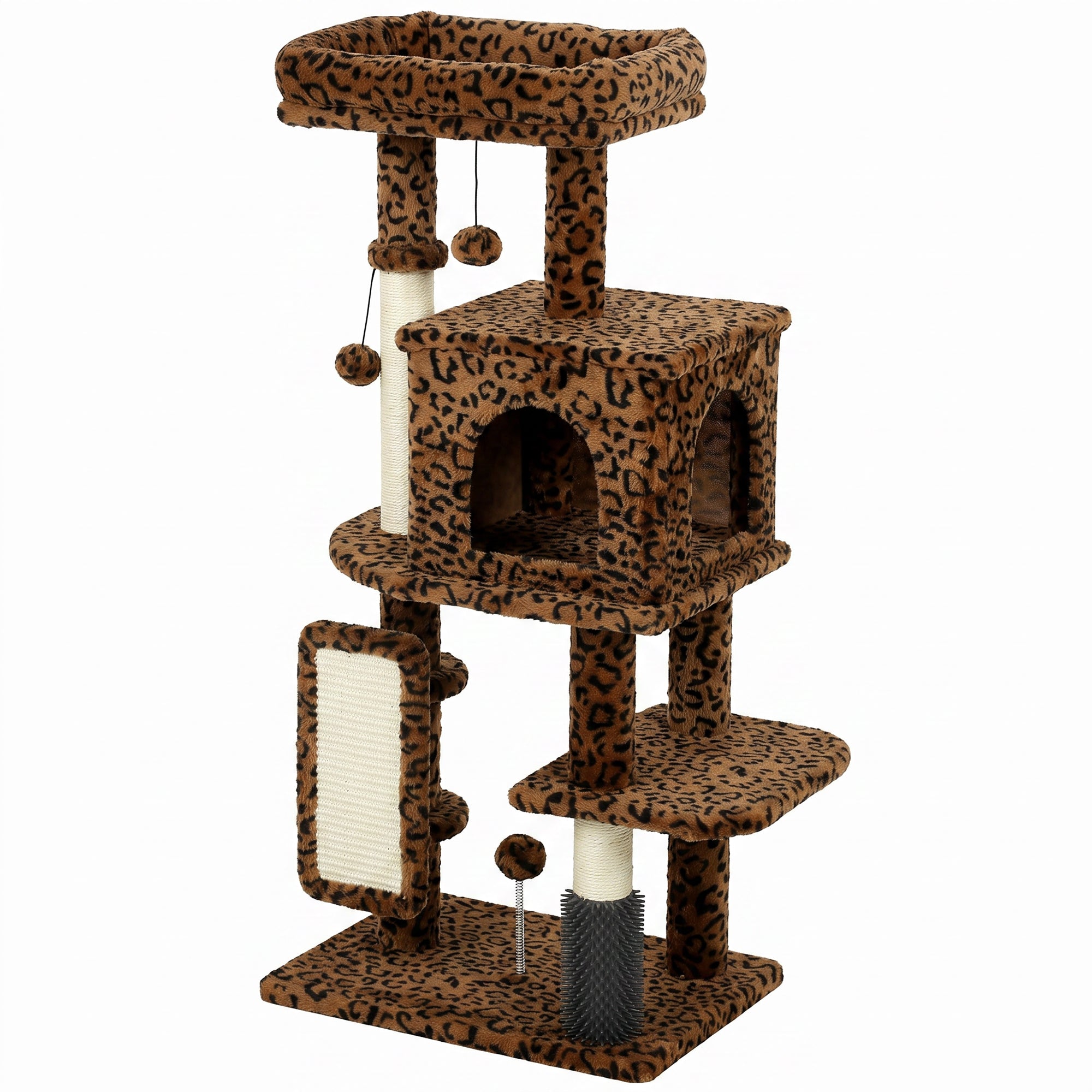 pawhut-arbre-chat-104-cm-l-opard-pour-grands-chats-avec-condo-et-griffoirs image 2