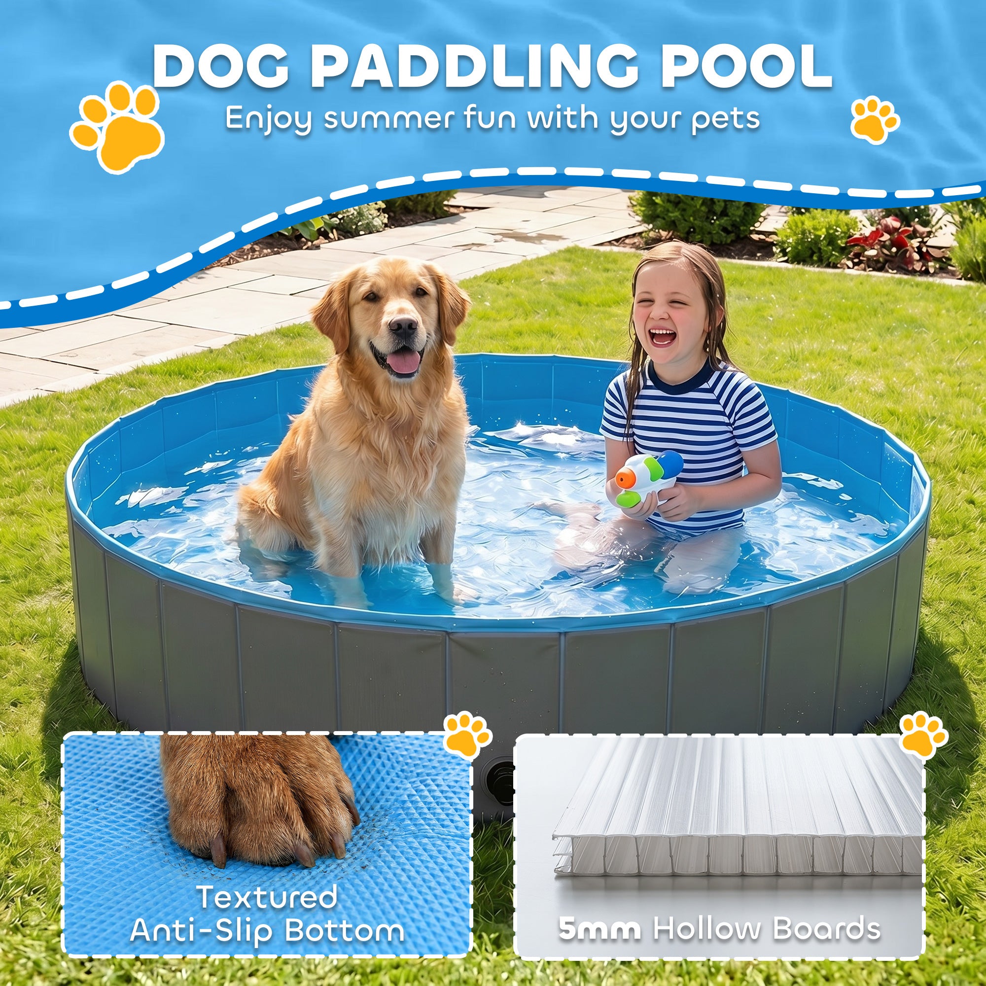 pawhut-piscine-pliable-pour-chien-140-x-30-cm-pvc-bleu-et-gris-fonc image 6