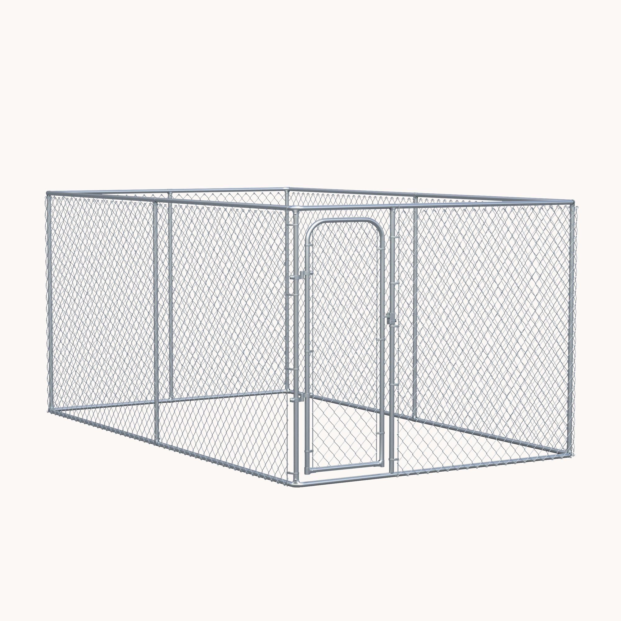 pawhut-chenil-ext-rieur-13-1-x-7-5-x-6-grillag-galvanis-avec-serrure image 1