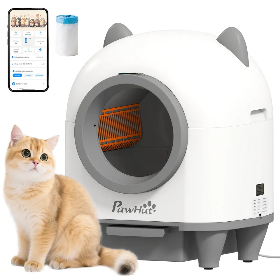 pawhut-liti-re-autonettoyante-automatique-pour-chat-80l-blanche-avec-app image 1