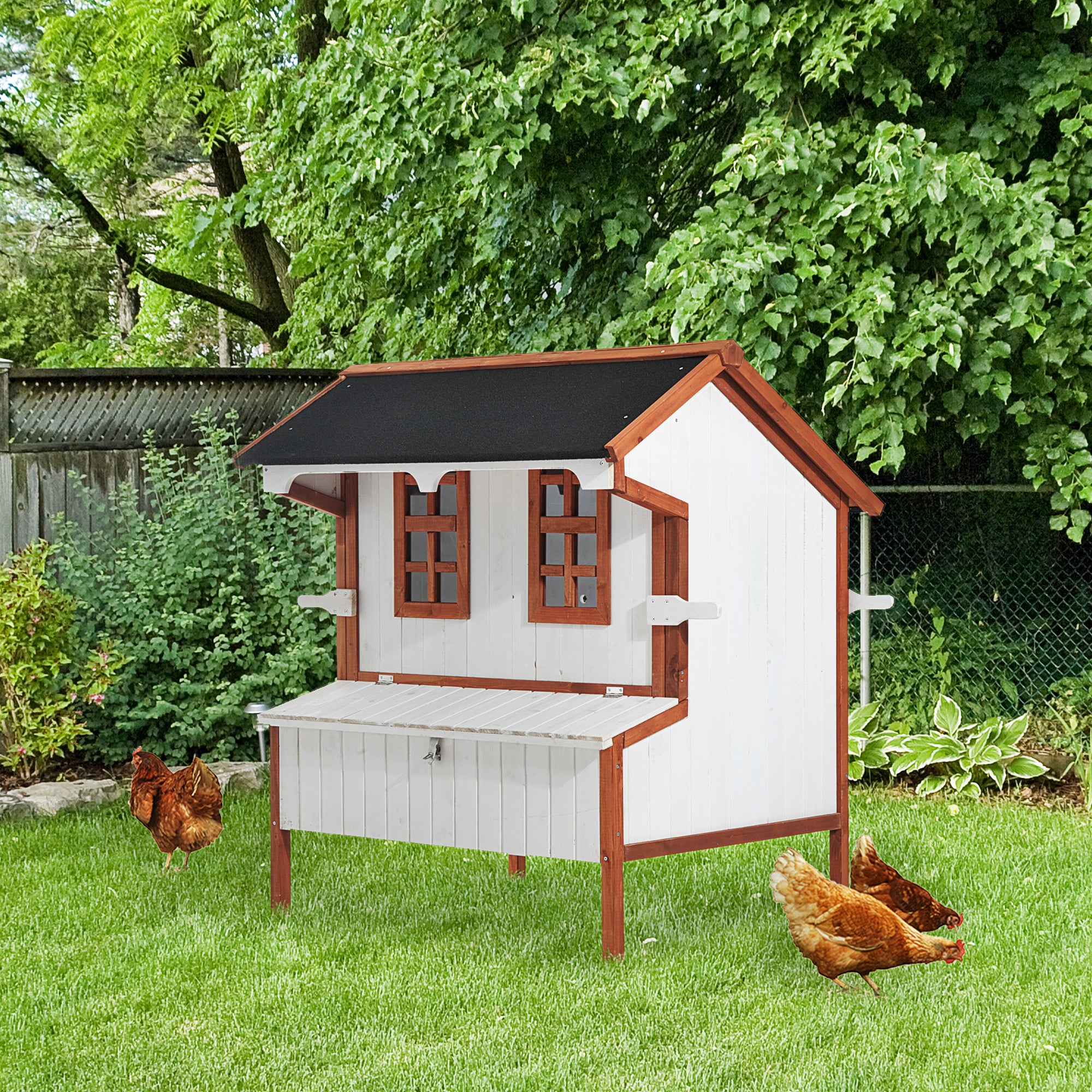 pawhut-poulailler-sur-lev-119-cm-avec-pondoir-pour-3-5-poules image 5