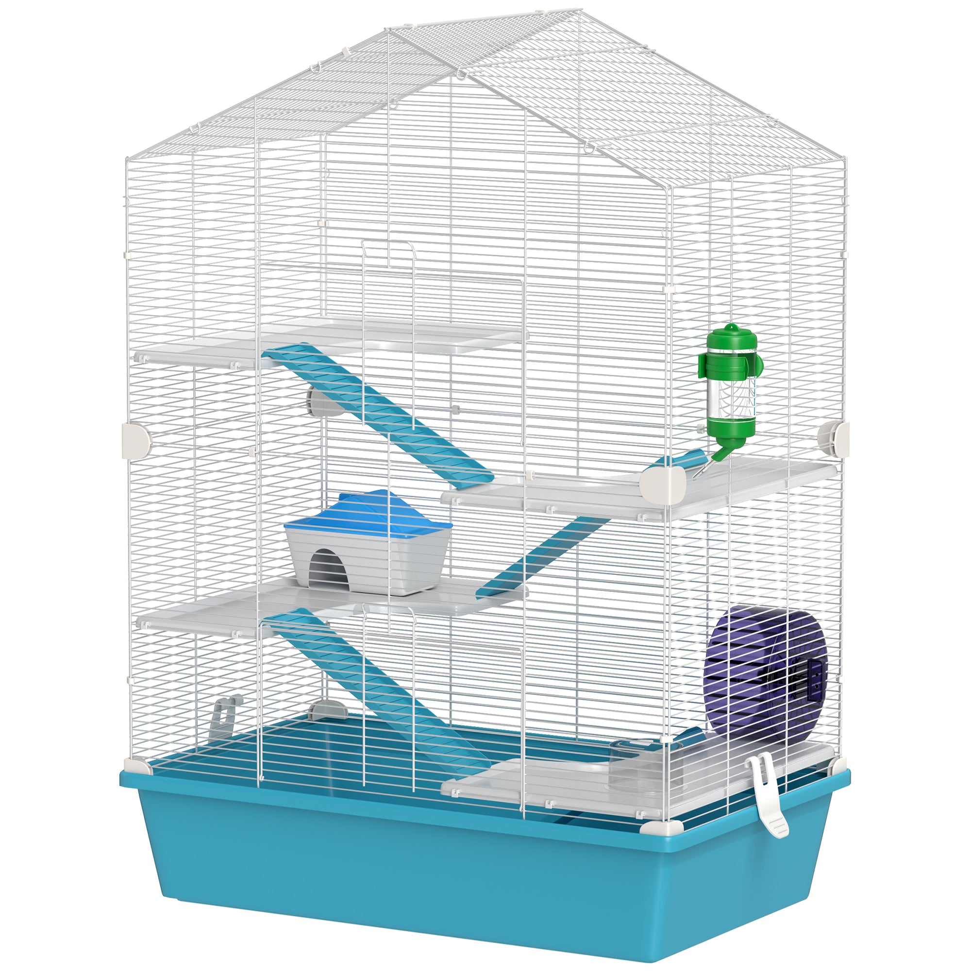 pawhut-cage-hamster-5-niveaux-avec-plateformes-rampes-et-roue-bleu-clair image 2