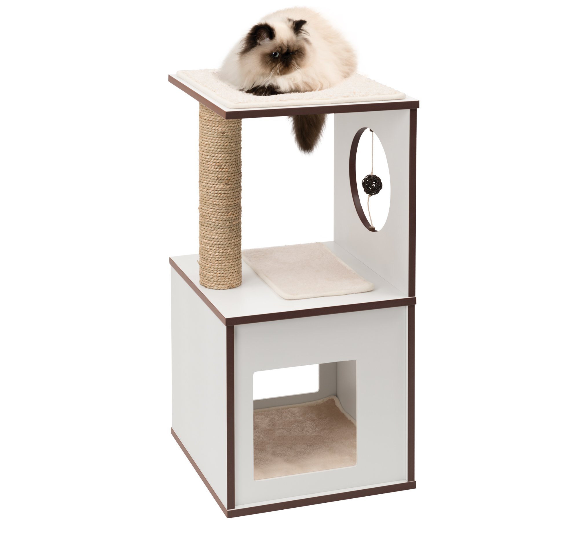 catit-vesper-tabouret-blanc-taille-s-arbre-chat-cube-avec-griffoir image 2