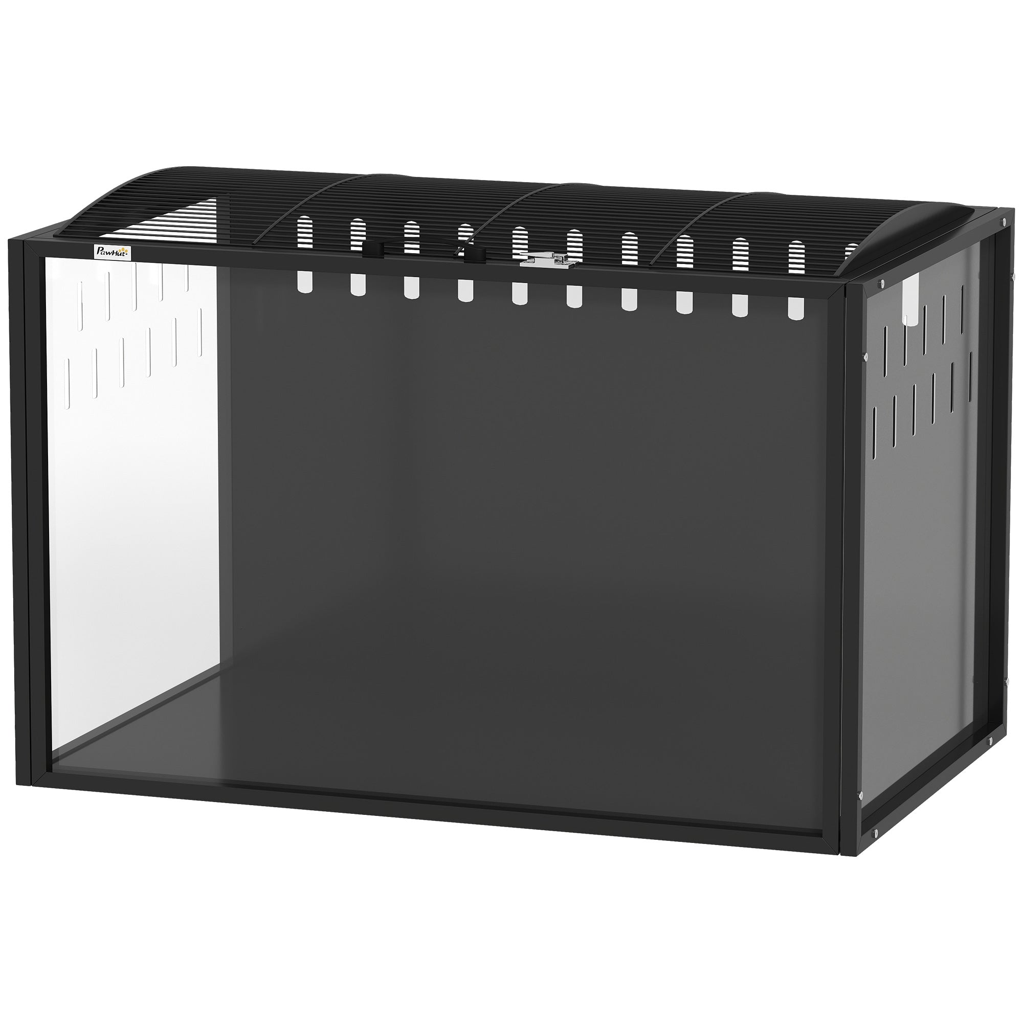 pawhut-cage-hamster-acrylique-dessus-ouvrable-81-x-51-x-53-cm-noir image 2
