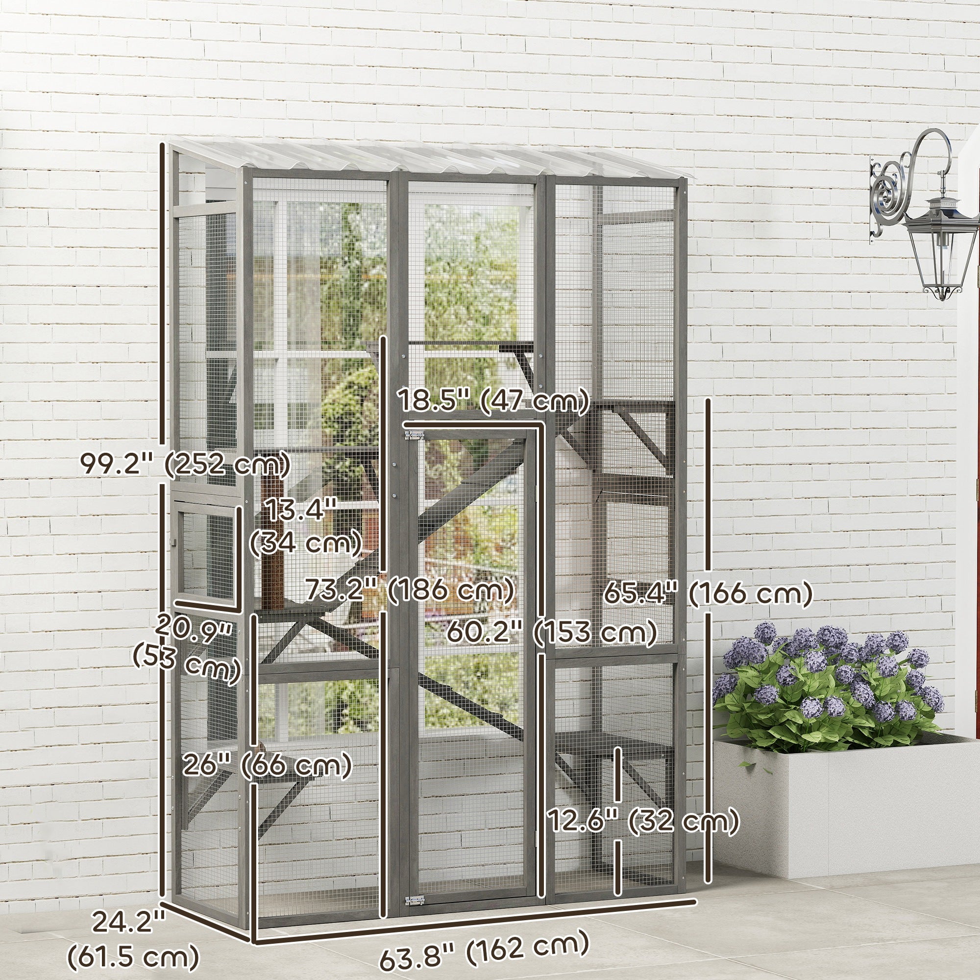 pawhut-grand-catio-d-ext-rieur-gris-avec-6-plateformes-et-griffoir image 5