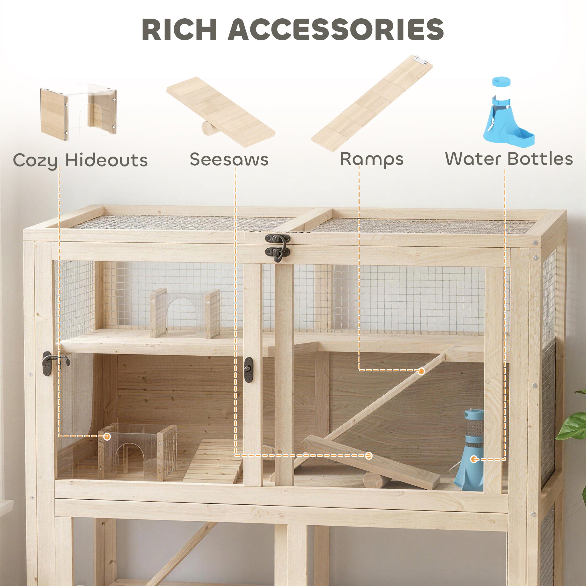 pawhut-cage-hamster-bois-4-niveaux-avec-toit-grillag-et-tiroir-84-x-53-x-91-cm image 8