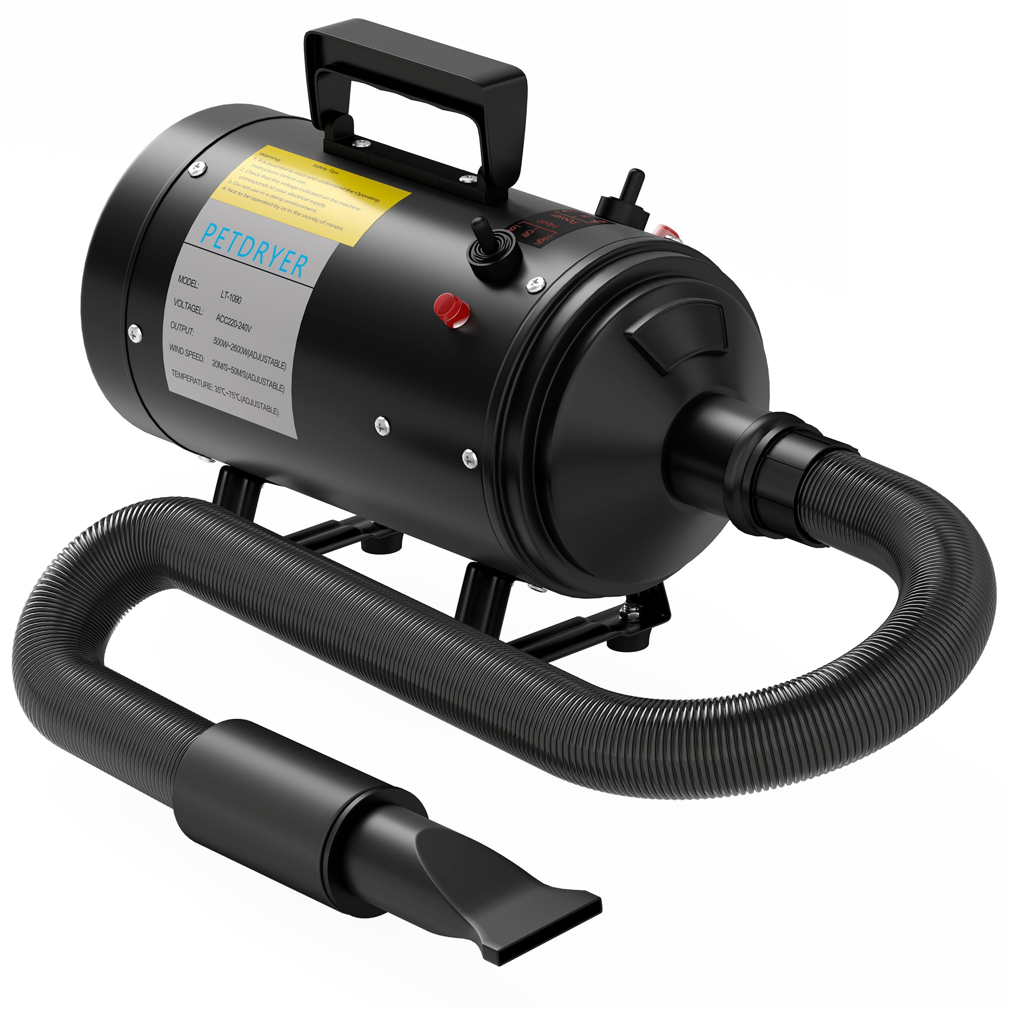 pawhut-s-che-cheveux-chien-2200w-temp-rature-et-d-bit-r-glables-3-embouts-noir image 2