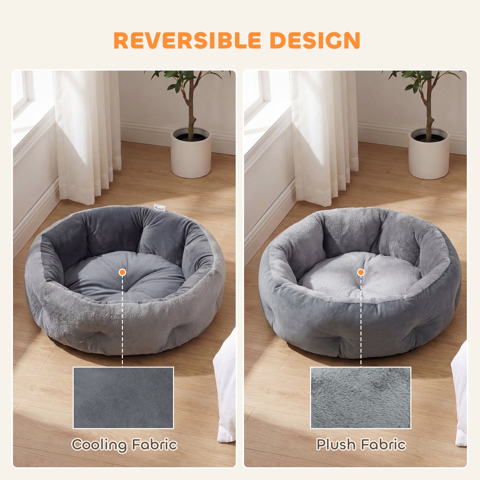 pawhut-panier-r-versible-rond-pour-chat-et-petit-chien-gris-fonc image 6
