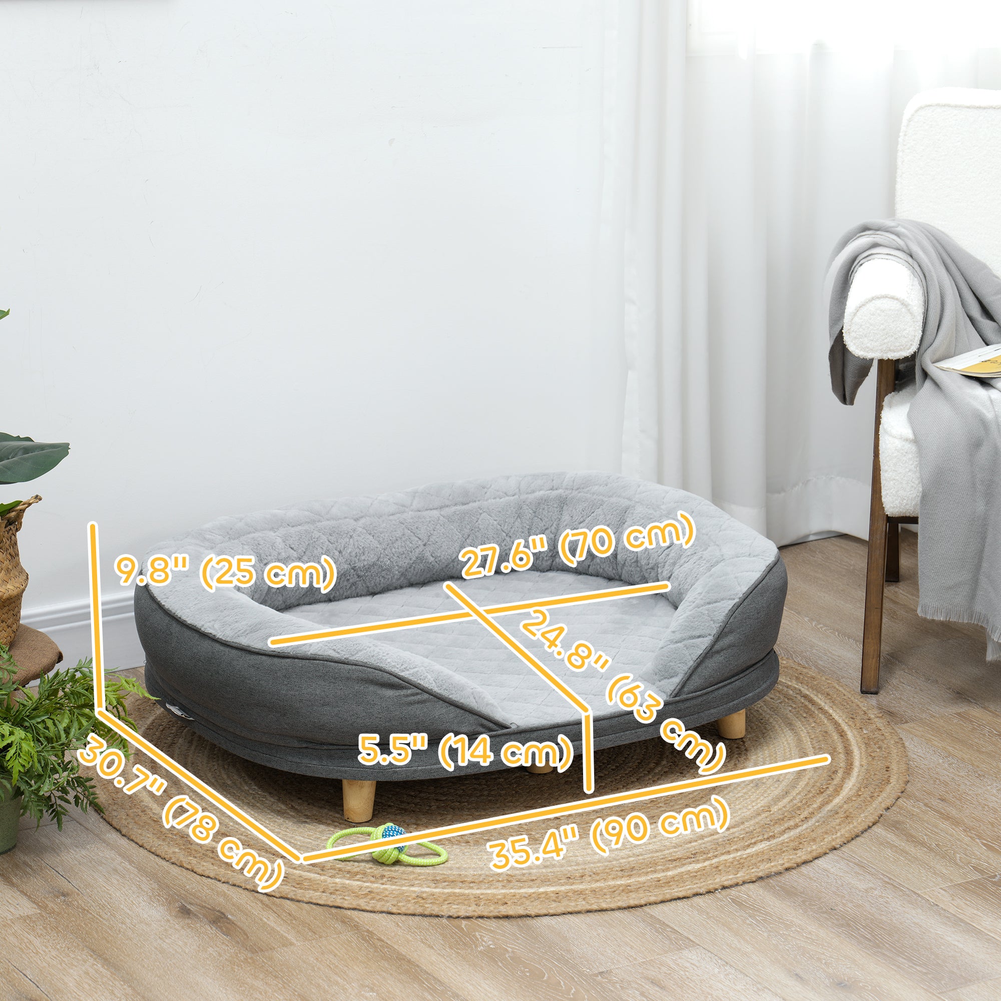 pawhut-canap-lit-chien-large-avec-housse-lavable-gris image 5