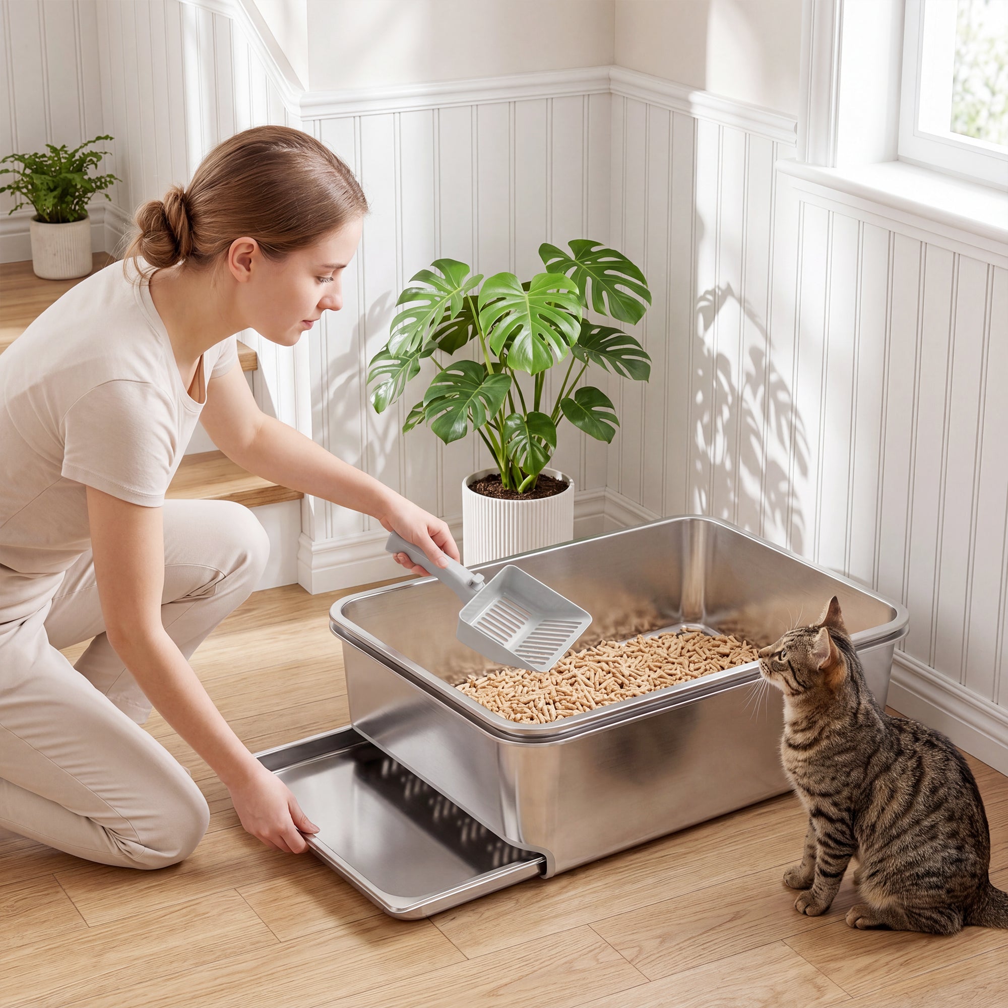 pawhut-bac-liti-re-inox-xl-tamisant-pour-granul-s-de-pin-argent image 3