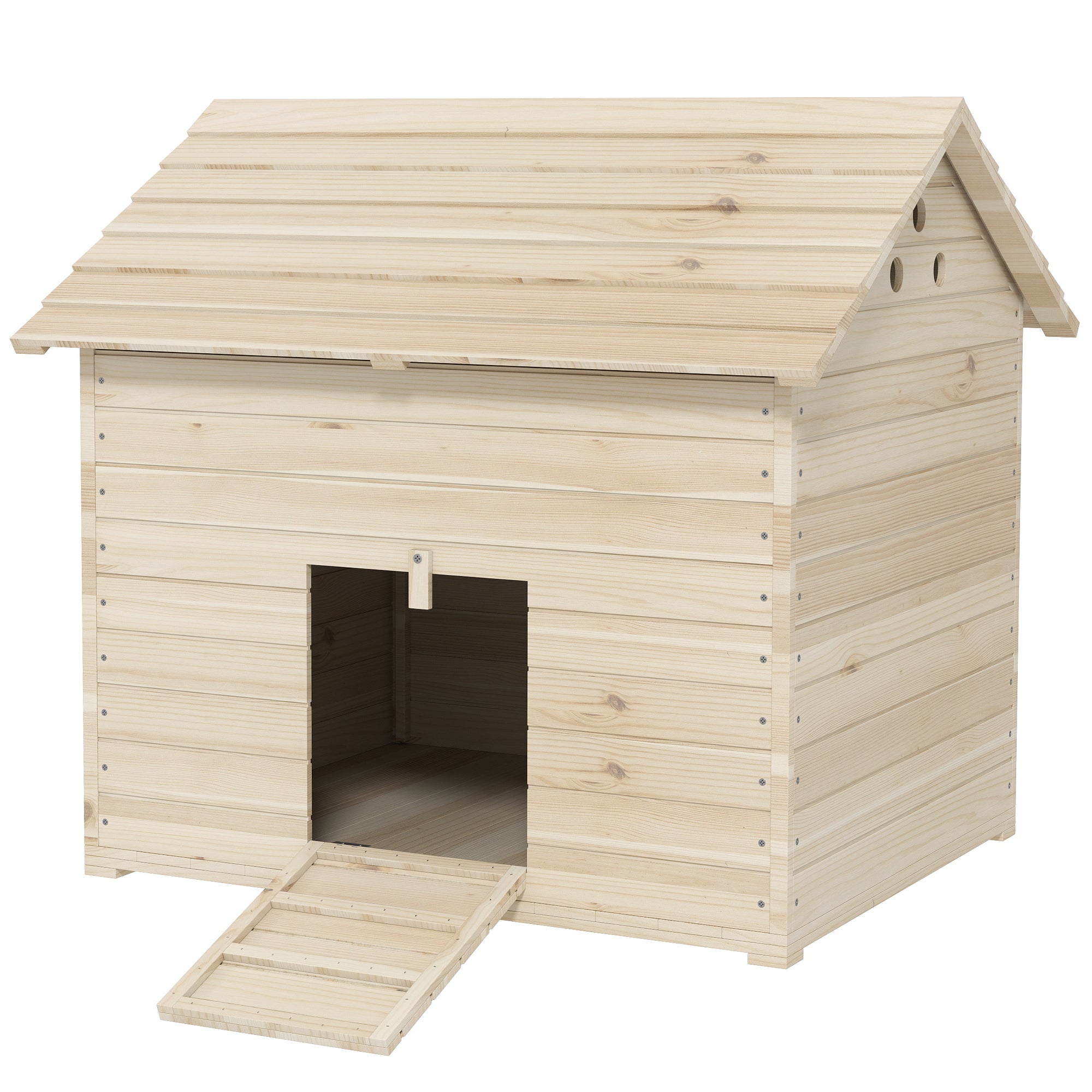 pawhut-abri-canard-sur-lev-en-bois-avec-rampe-et-toit-ouvrant image 2