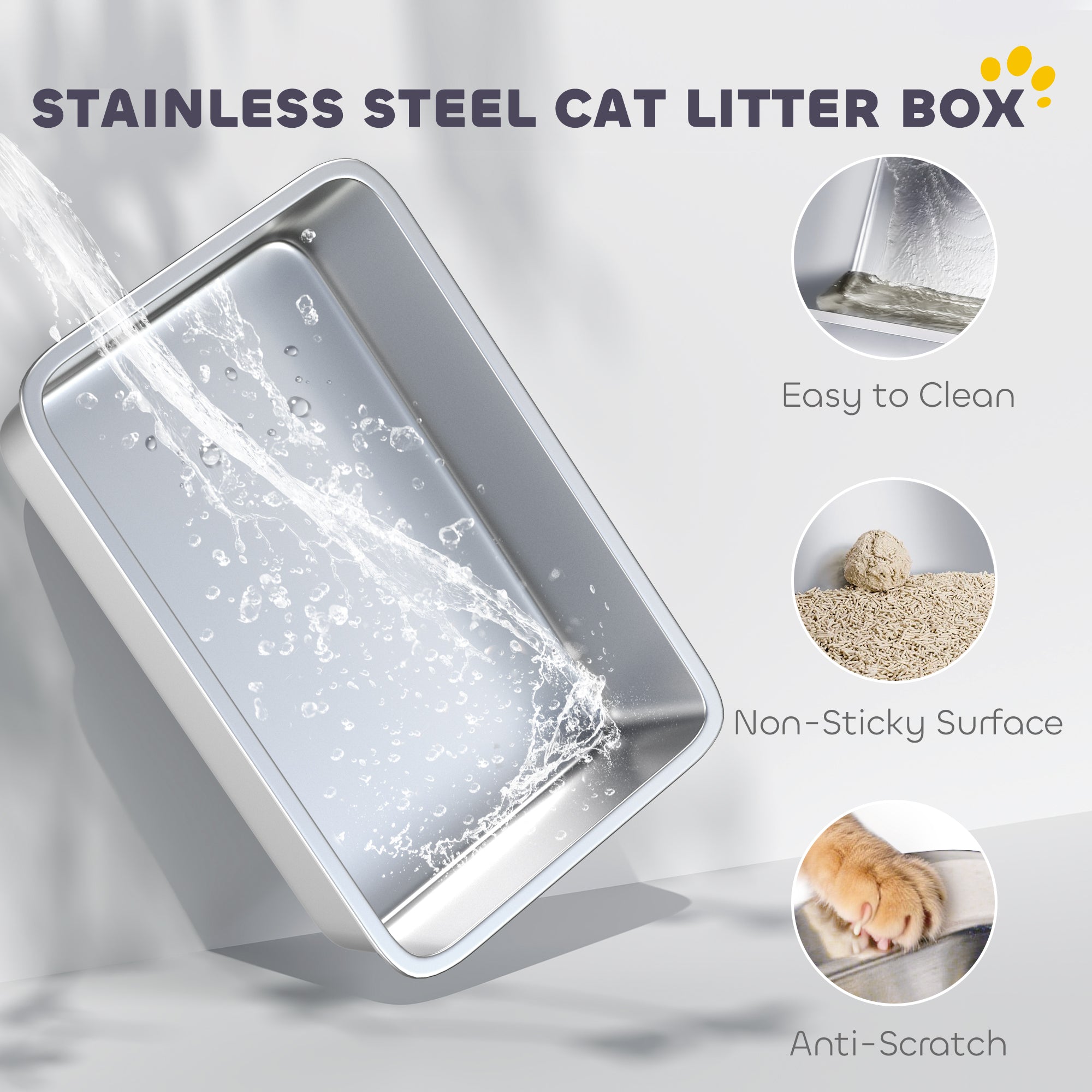 pawhut-bac-liti-re-pour-chat-inox-xl-couvert-gris-clair-avec-pelle image 6