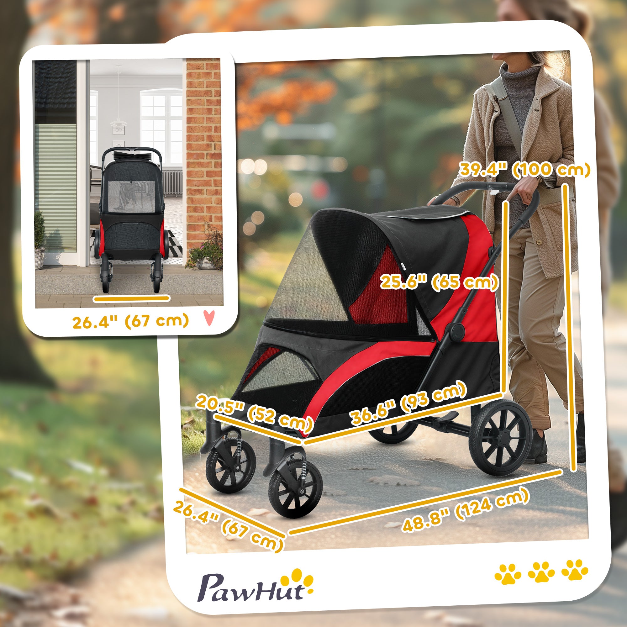 pawhut-poussette-grand-chien-roues-amortissantes-pliage-1-clic-noire image 4