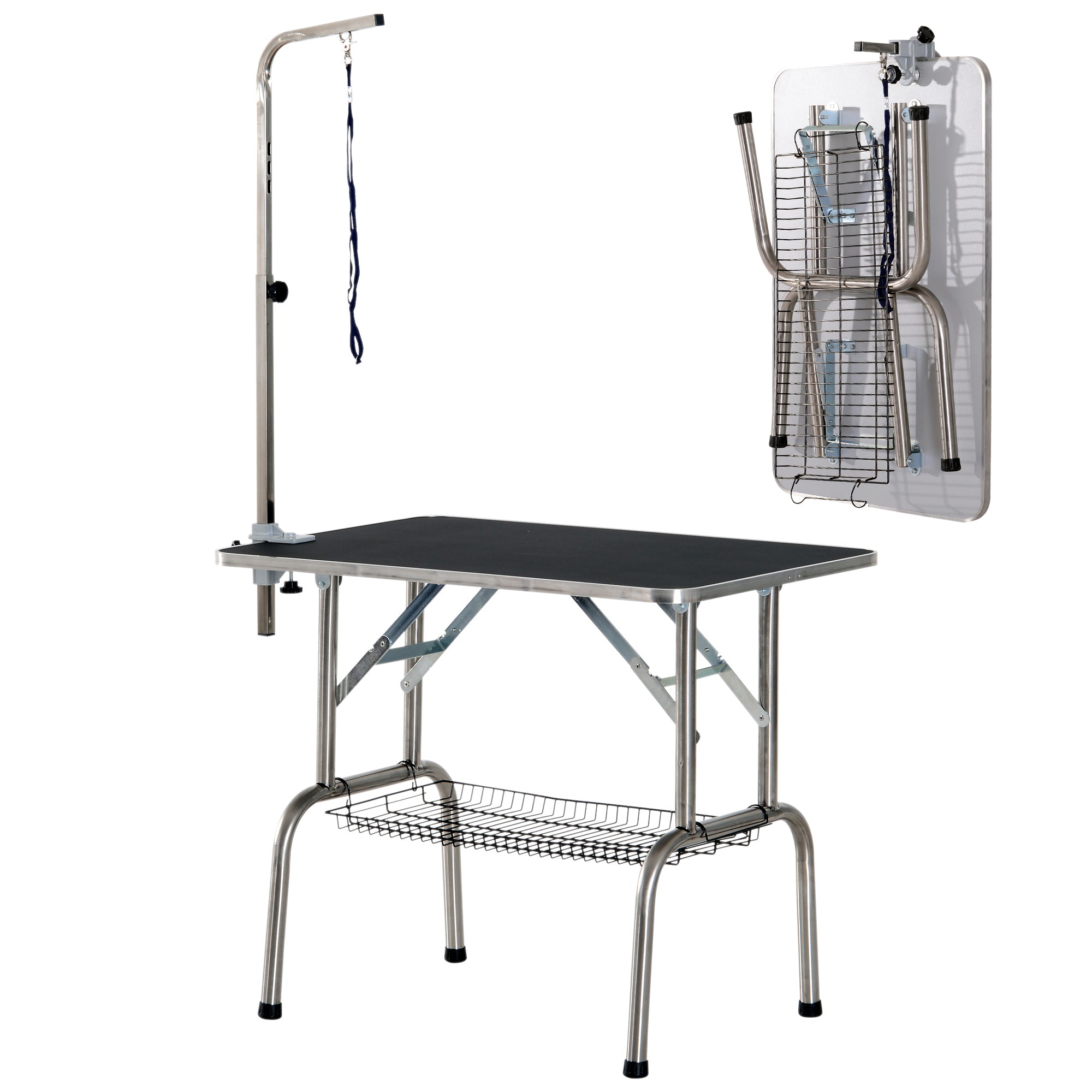 pawhut-table-de-toilettage-pliable-36-avec-bras-r-glable-noire image 2