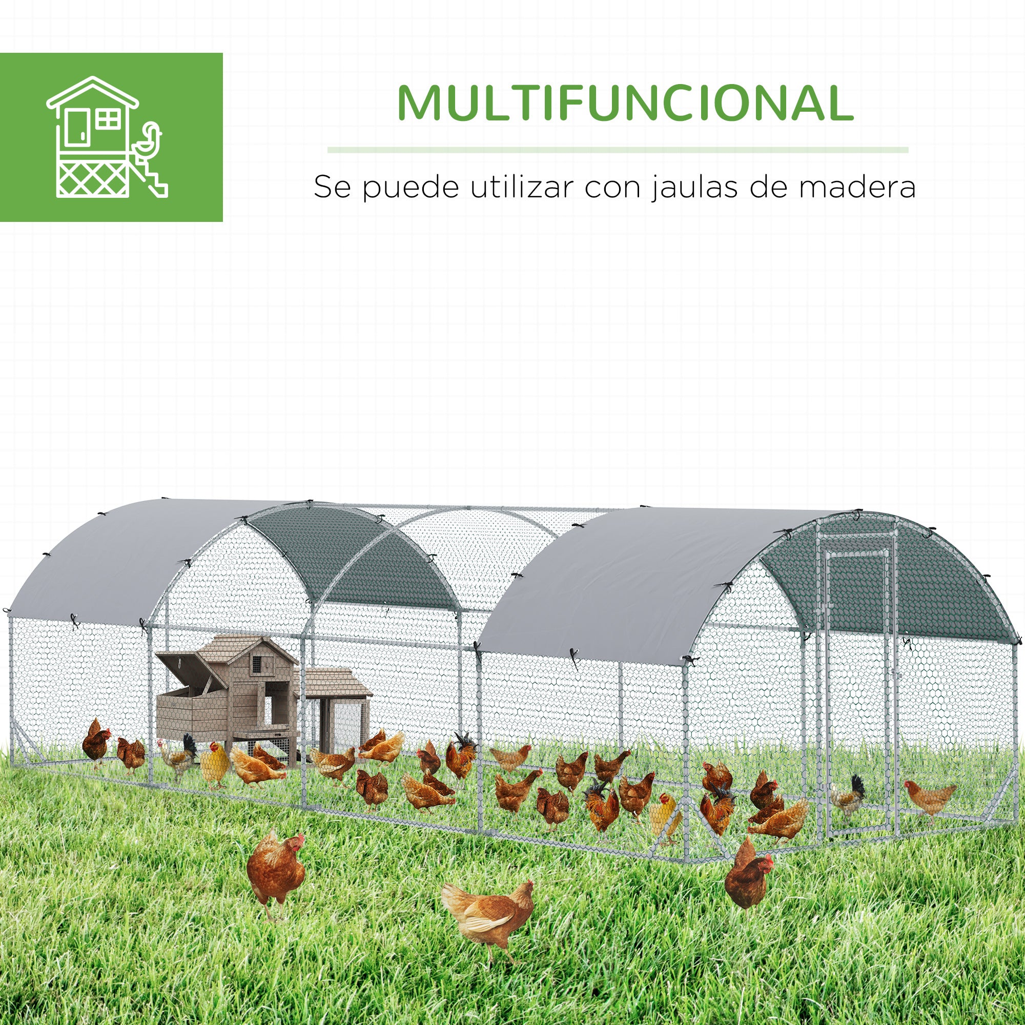 pawhut-parc-poules-7-6-x-2-8-x-2-m-avec-protection-uv-et-porte-verrouillable image 7