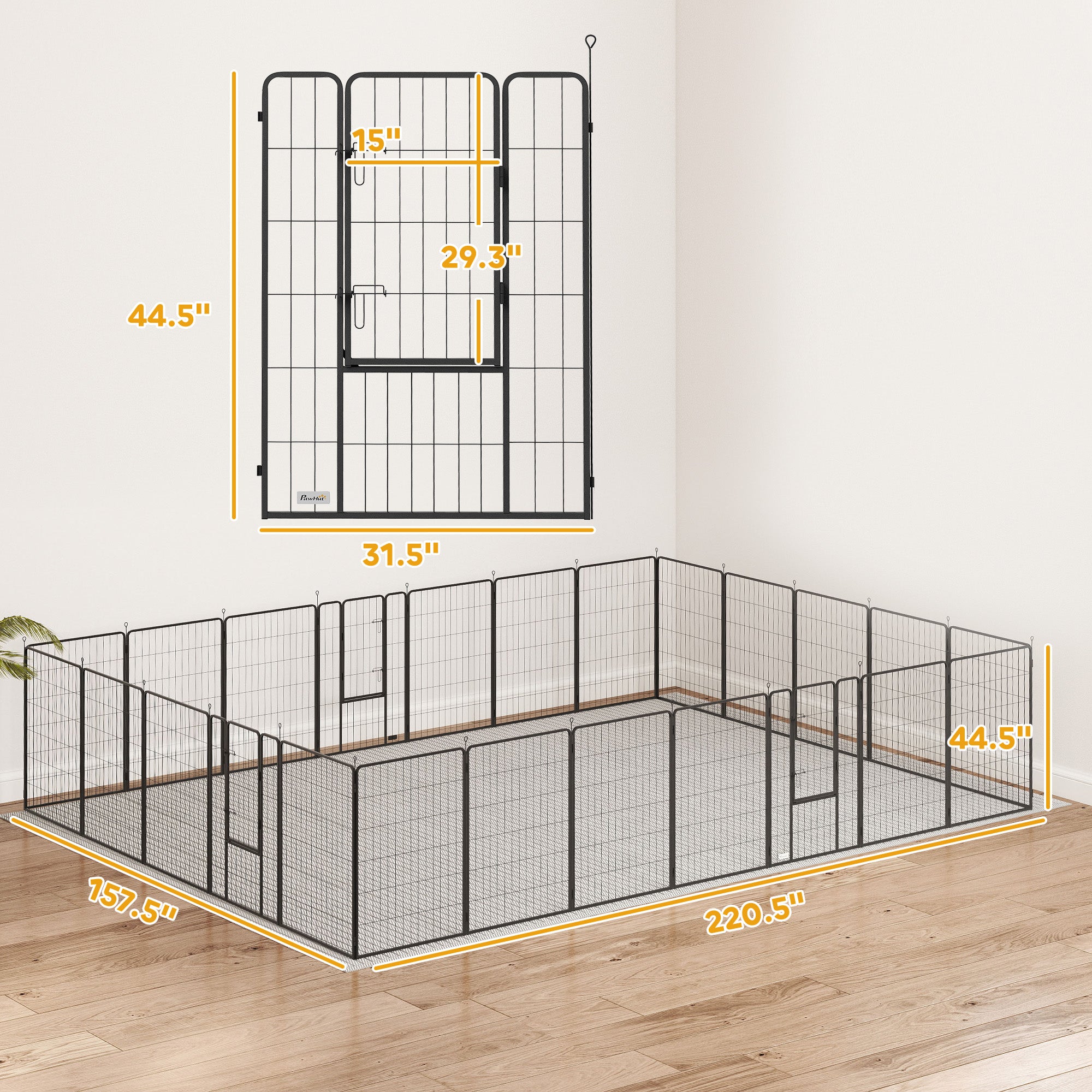 pawhut-parc-modulable-24-panneaux-113-cm-avec-porte-verrouillable image 6