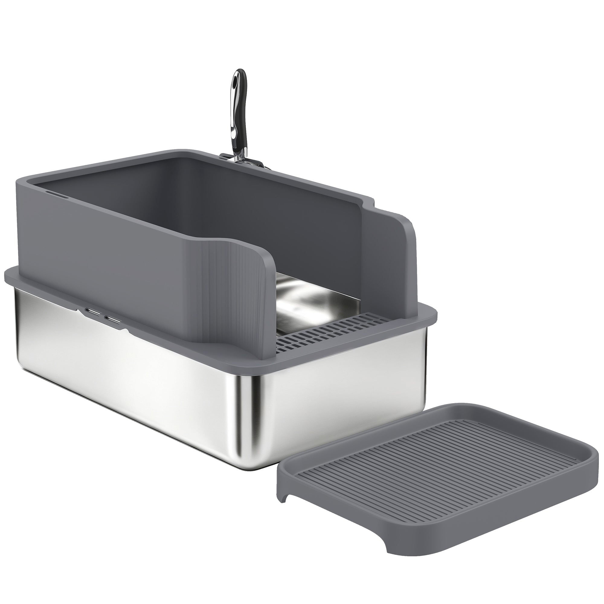pawhut-bac-liti-re-tamiseur-inox-pour-granul-s-de-pin-58-x-37-x-30-cm image 2
