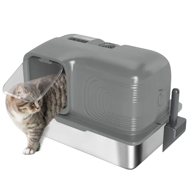 pawhut-bac-liti-re-chat-inox-65-l-extra-large-avec-d-odoriseur-plasma image 1