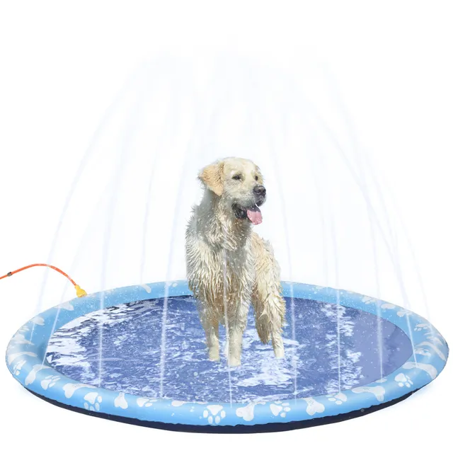 pawhut-tapis-splash-pad-chien-170-cm-antid-rapant-avec-jets-bleu image 1