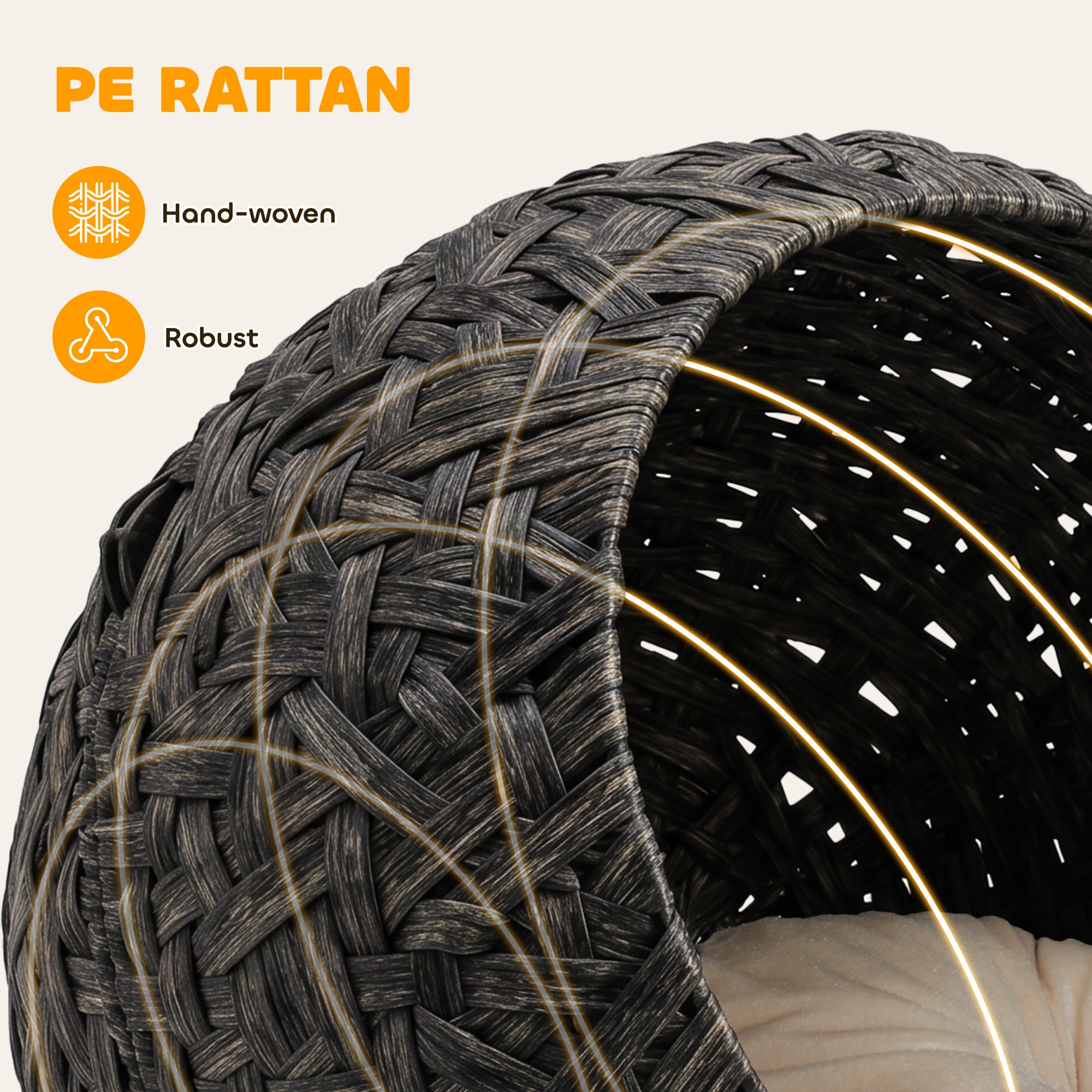 pawhut-lit-chat-sur-lev-rotin-tress-gris-avec-coussin-et-base-m-tal image 6