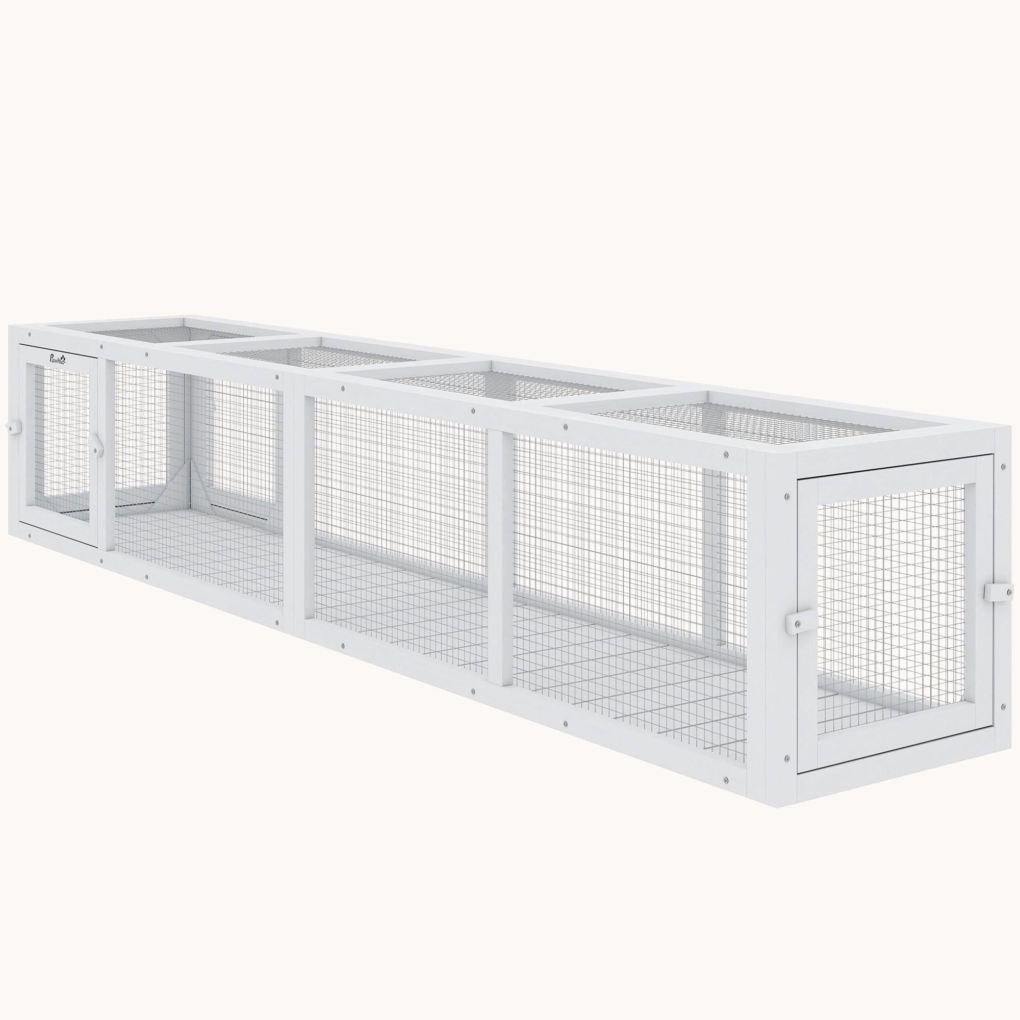 pawhut-tunnel-ext-rieur-pour-chat-79-en-bois-avec-b-che-blanc image 2