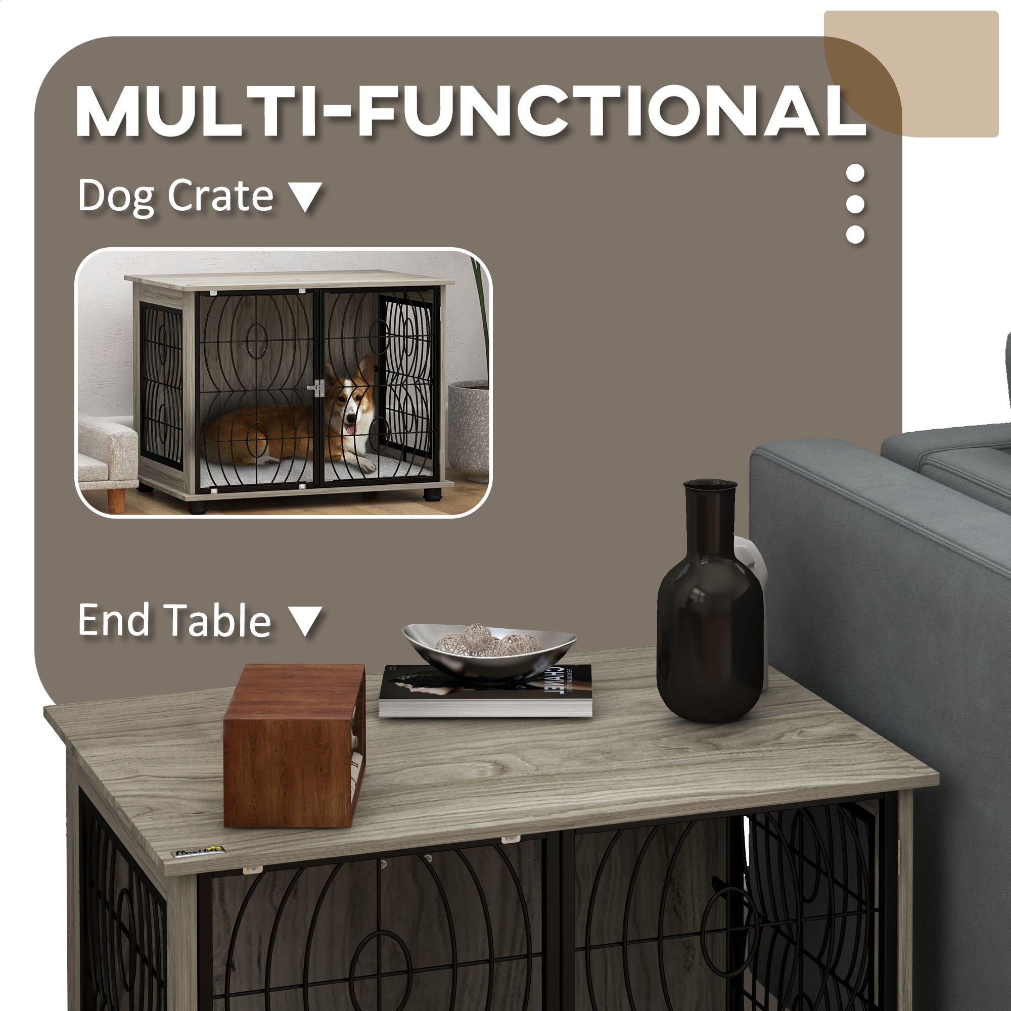 pawhut-cage-chien-table-d-appoint-80-x-56-x-63-cm-avec-coussin-gris image 7
