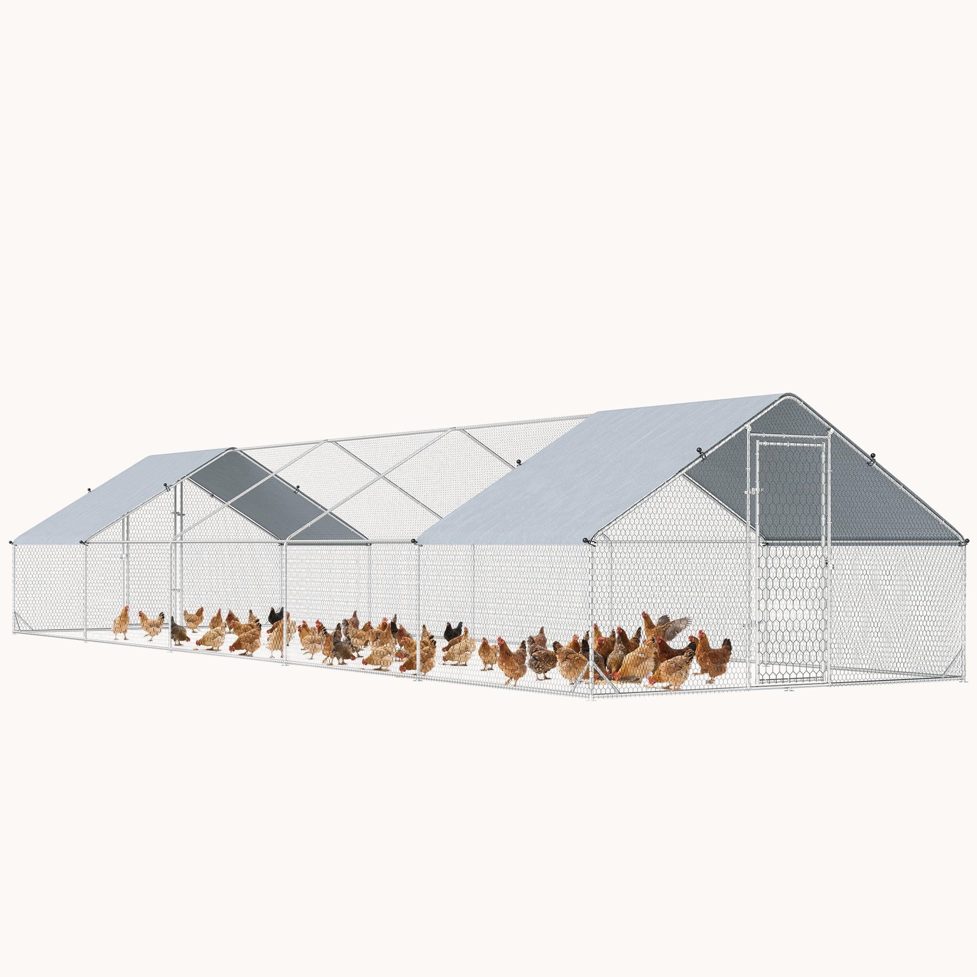 pawhut-grand-enclos-poules-xxl-walk-in-avec-b-che-imperm-able-pour-30-40-poules- image 1