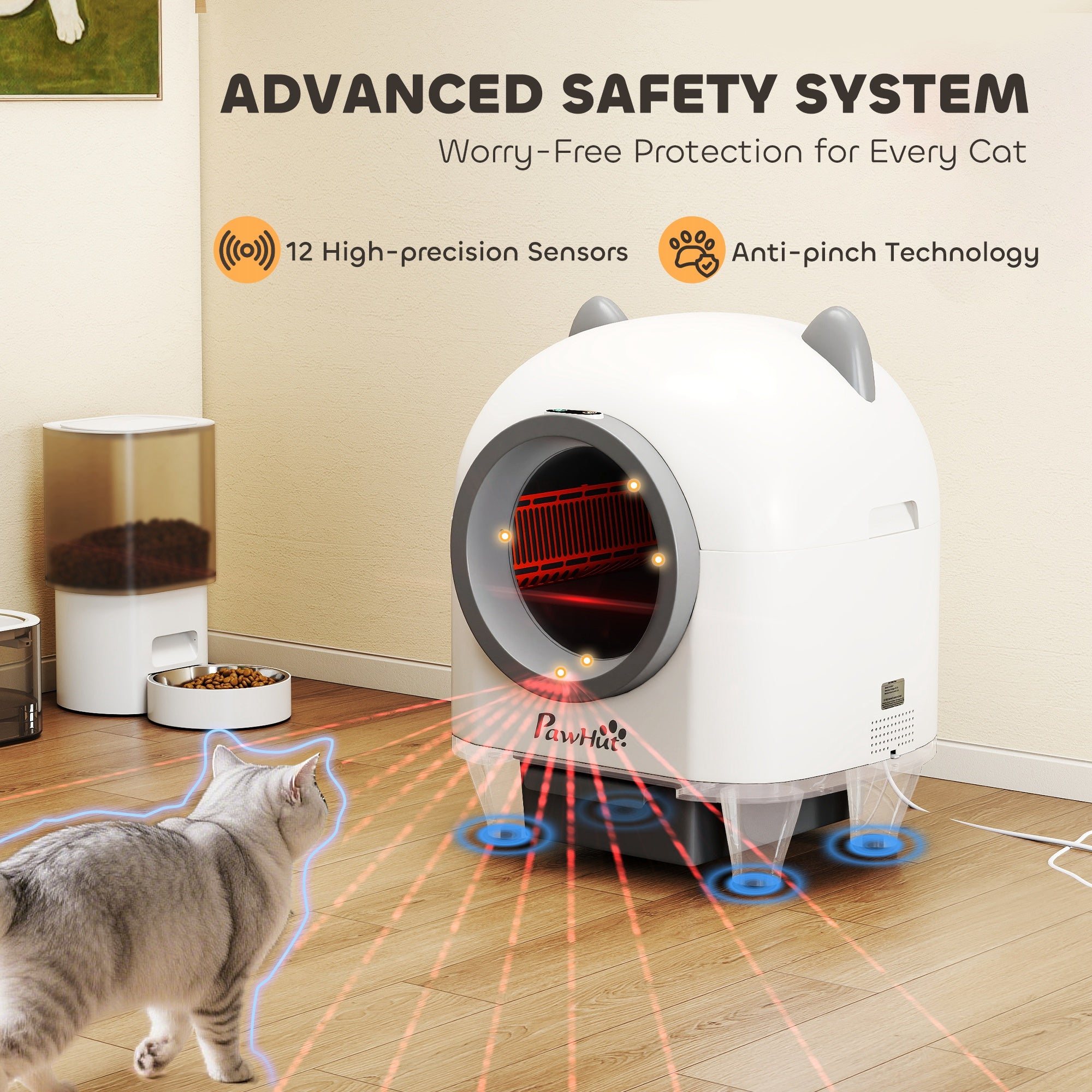 pawhut-liti-re-autonettoyante-automatique-pour-chat-80l-blanche-avec-app image 6