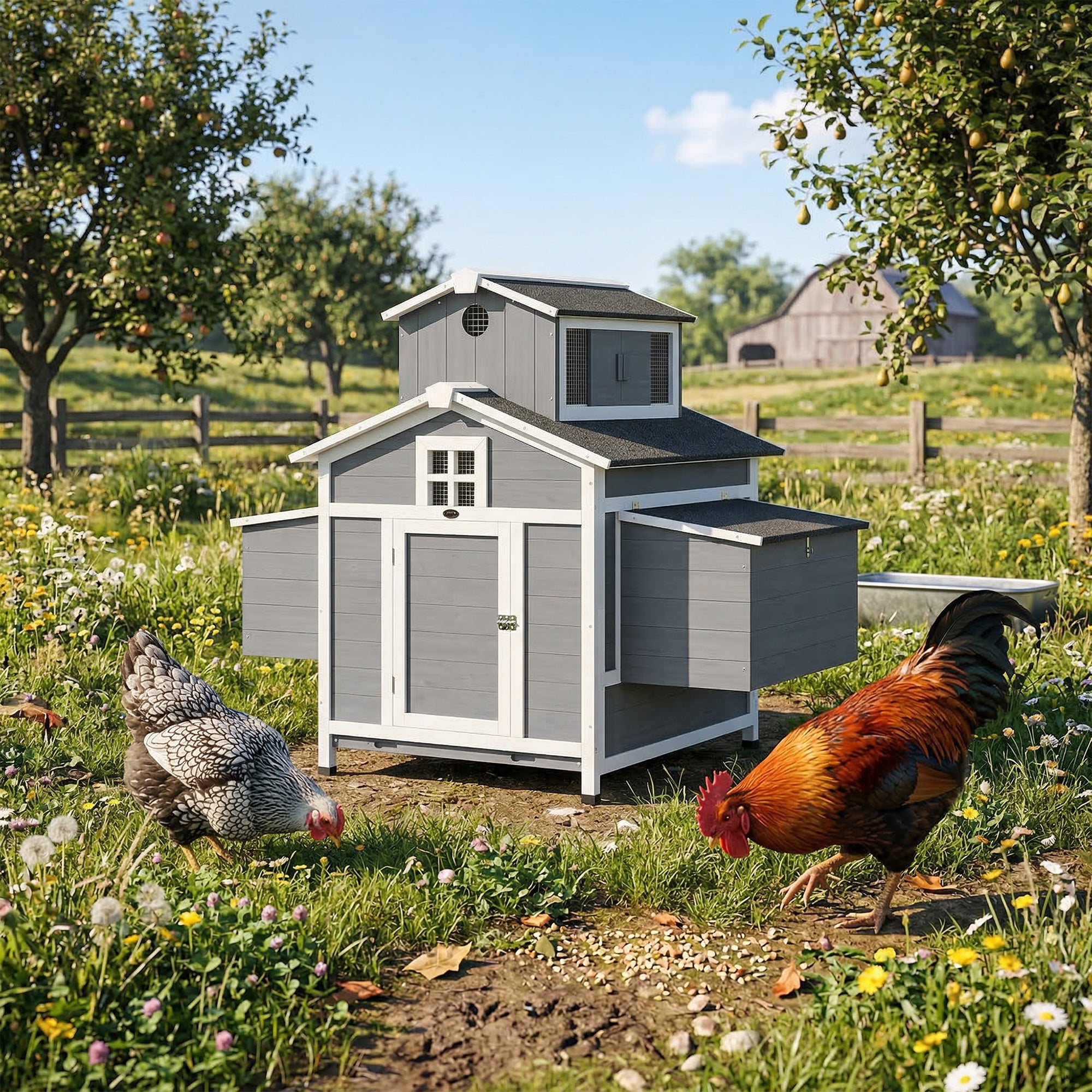 pawhut-poulailler-en-bois-2-poules-avec-pondoir-et-toit-imperm-able image 4