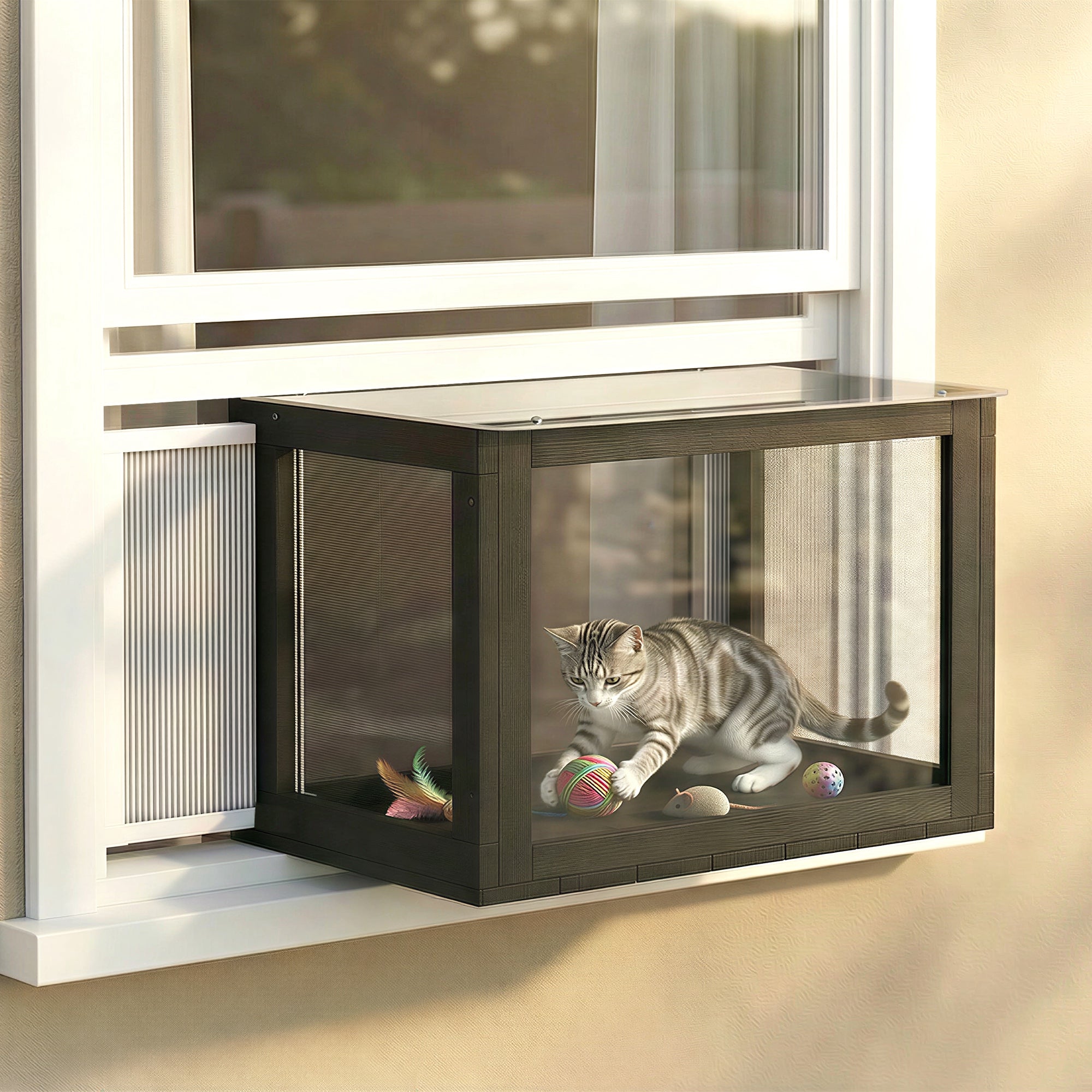 pawhut-bo-te-catio-fen-tre-pour-chat-25-41-perchoir-panoramique-transparent image 4