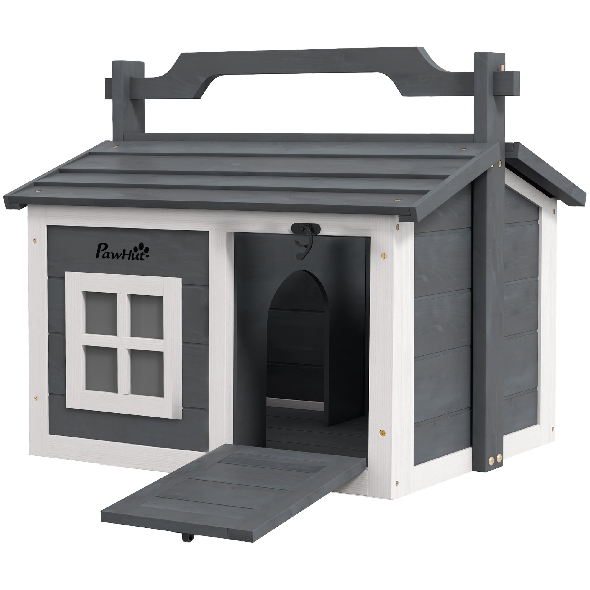 pawhut-clapier-portable-2-pi-ces-lapin-cochon-d-inde-int-rieur-ext-rieur-gris image 1