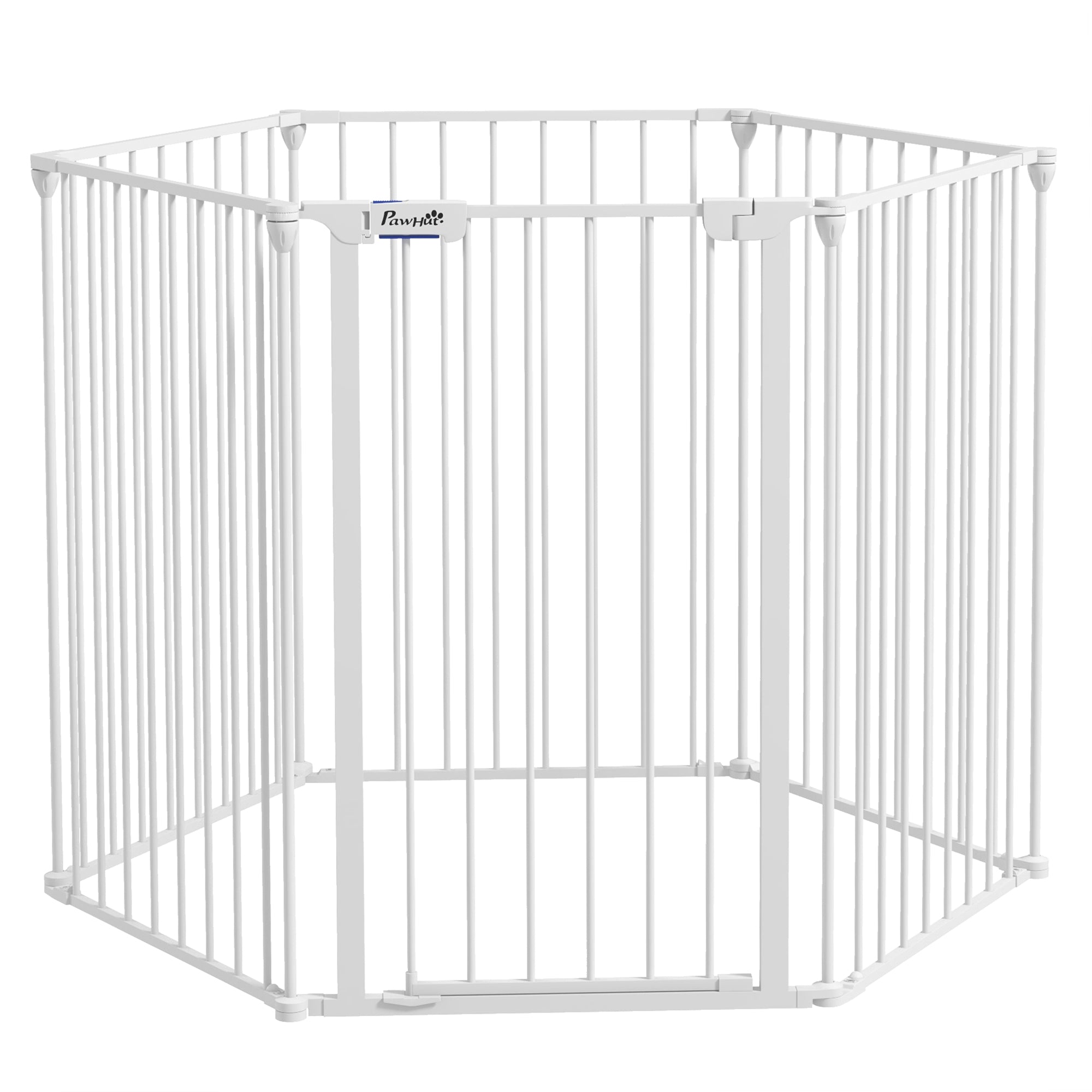 pawhut-parc-pour-chien-6-panneaux-90-cm-barri-re-murale-blanche-avec-verrouillag image 1