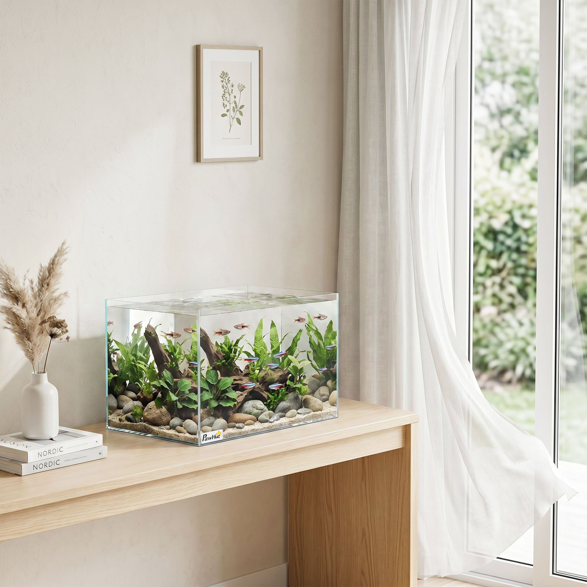 pawhut-aquarium-verre-24l-40x25x25cm-avec-tapis-de-protection-transparent image 4
