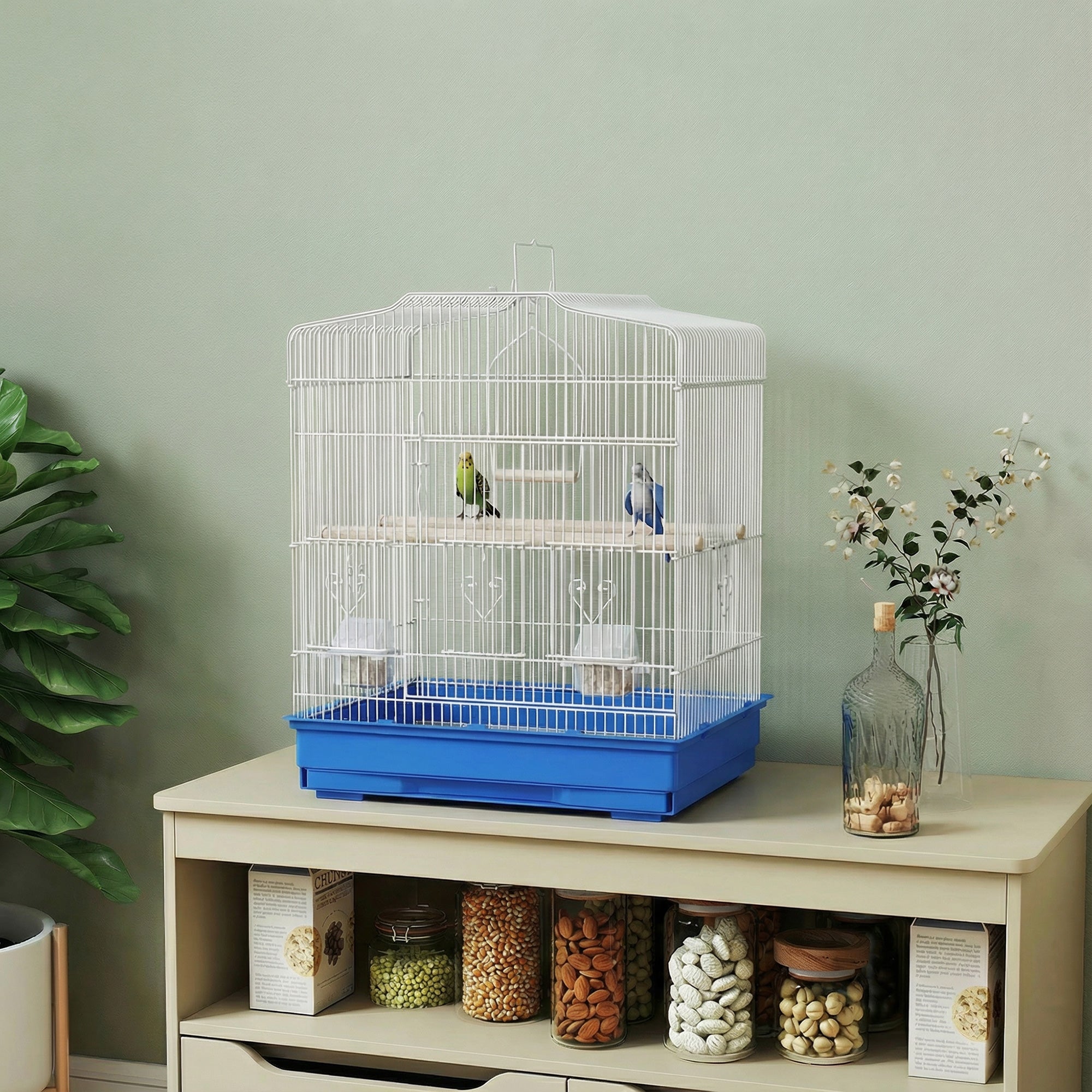 pawhut-cage-oiseaux-23-pour-pinsons-canaris-et-perruches-avec-perchoirs-bleue image 4