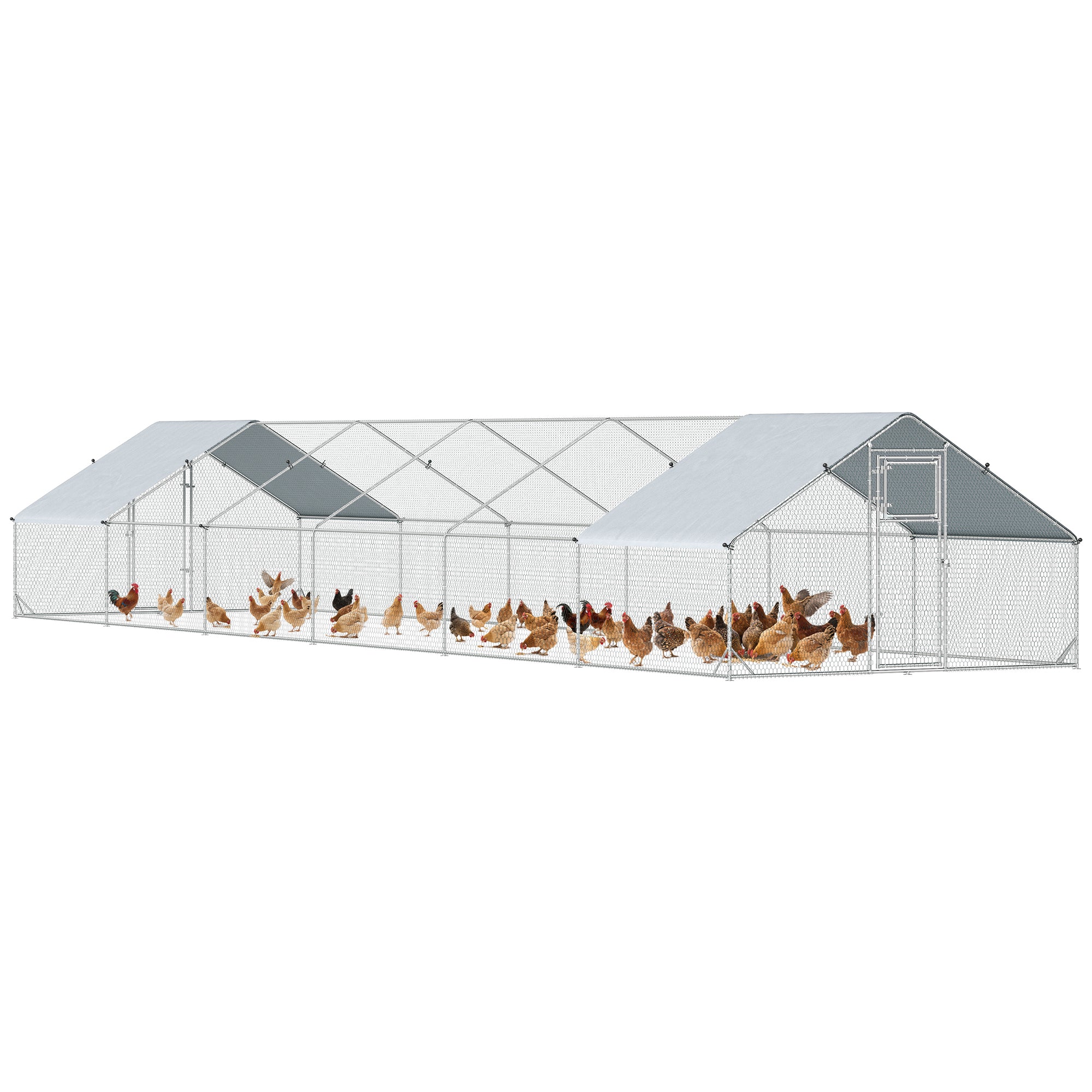 pawhut-poulailler-ext-rieur-xl-avec-toit-anti-uv-pour-36-50-poules-12-x-3-x-2-m- image 1