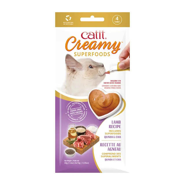catit-creamy-superfood-p-te-l-cher-pour-chat-l-agneau-quinoa-et-chia-4-x-10-g image 1