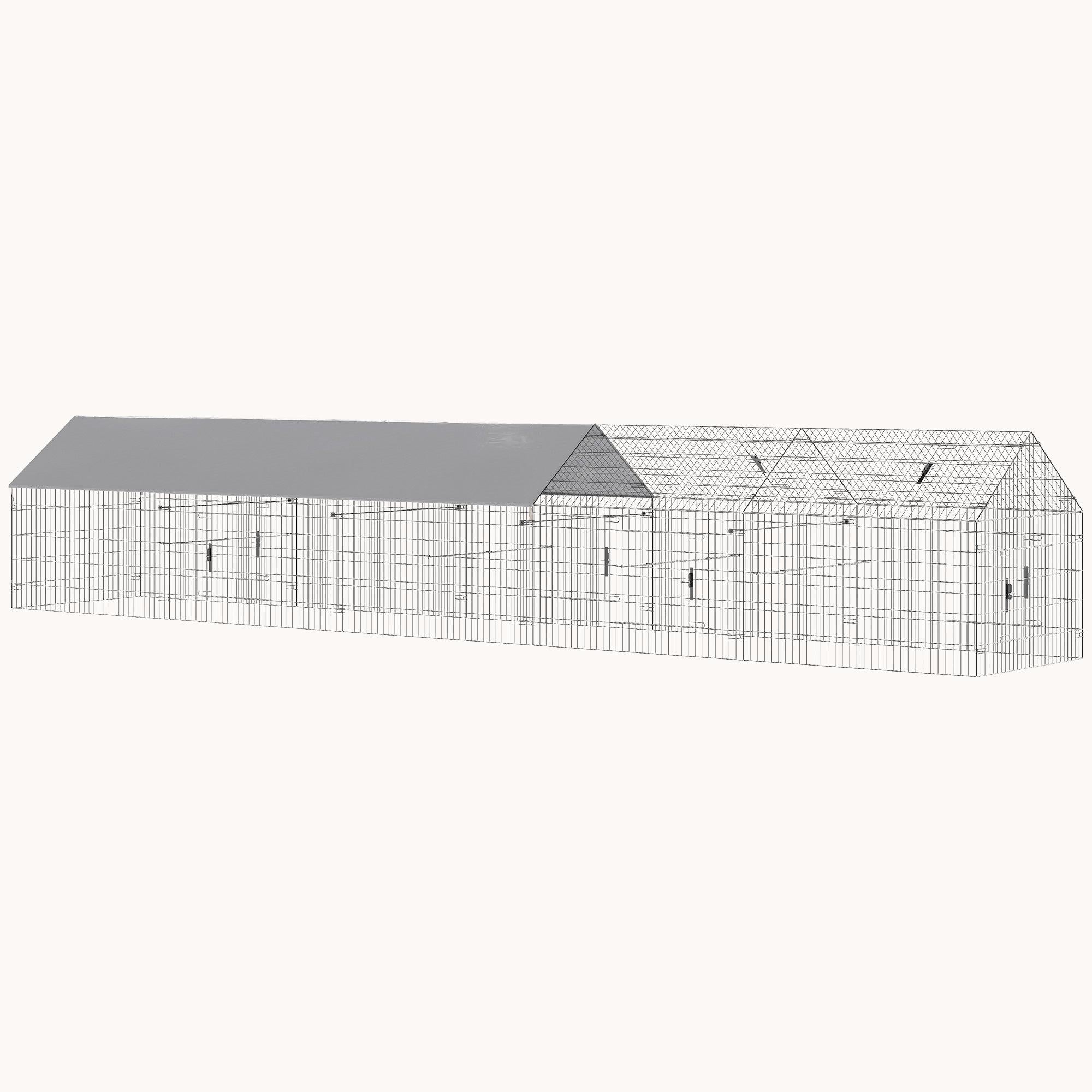 pawhut-enclos-poulailler-m-tal-avec-b-che-et-10-portes-pour-7-9-poules-gris image 2