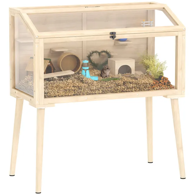 pawhut-cage-hamster-bois-43-3-x-20-5-x-39-8-avec-plateformes-et-biberon image 1