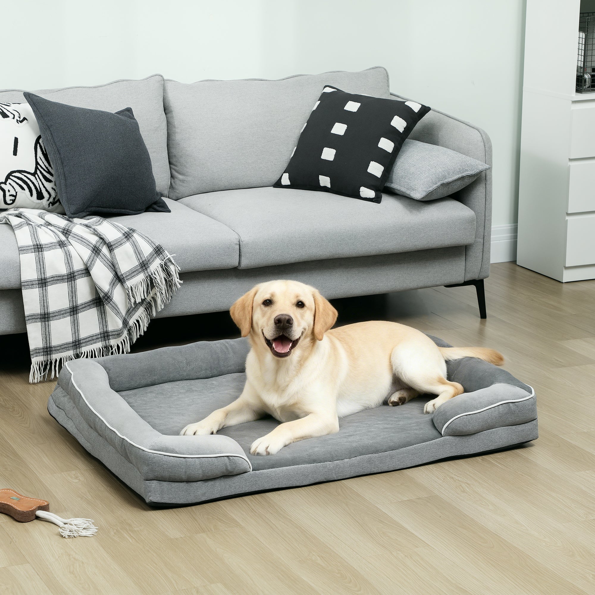 pawhut-canap-lit-orthop-dique-pour-chien-en-gel-m-moire-avec-housse-lavable-gris image 4