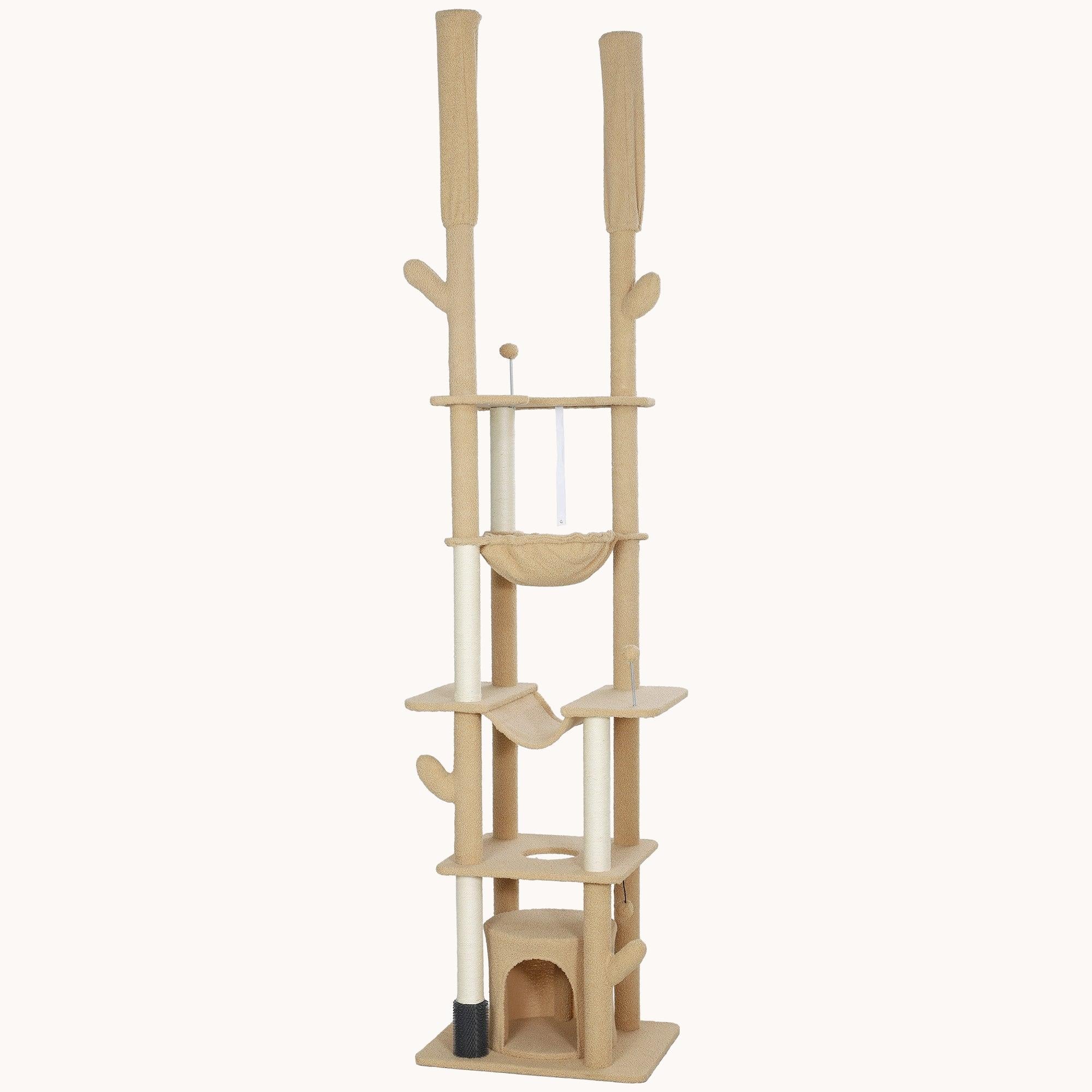 pawhut-arbre-chat-cactus-du-sol-au-plafond-226-254-cm-89-100-marron image 2