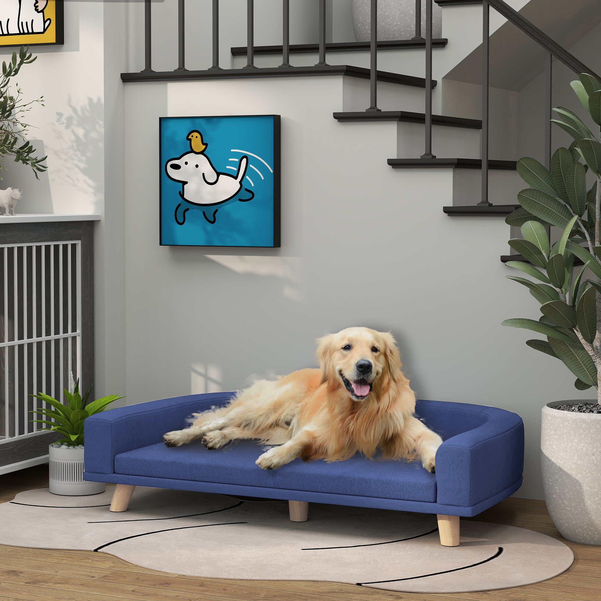pawhut-canap-lit-pour-chiens-grandes-tailles-bleu-moelleux image 5