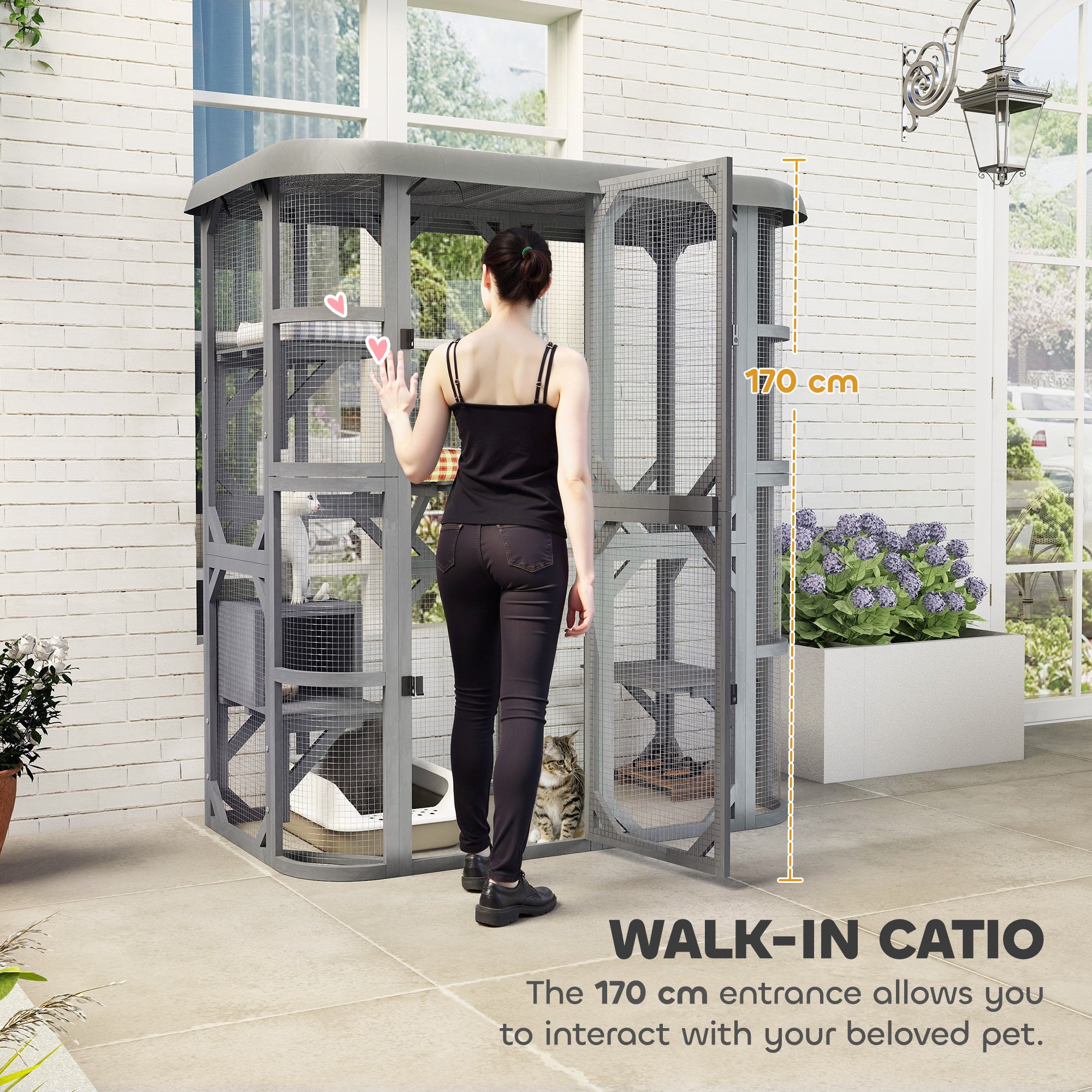 pawhut-pavillon-d-aventure-ext-rieur-pour-chat-walk-in-156-x-80-x-180-cm-gris image 7