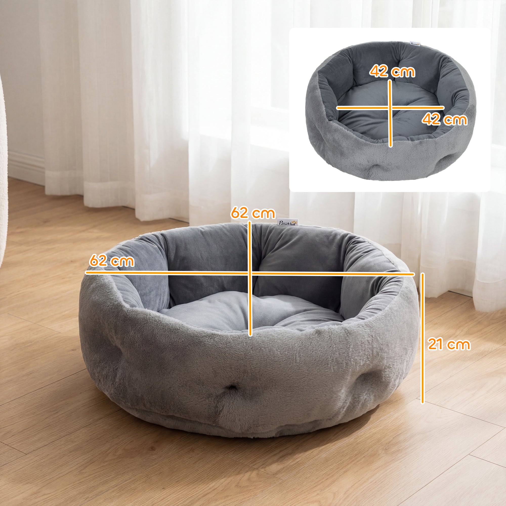 pawhut-panier-r-versible-rond-pour-chat-et-petit-chien-gris-fonc image 5