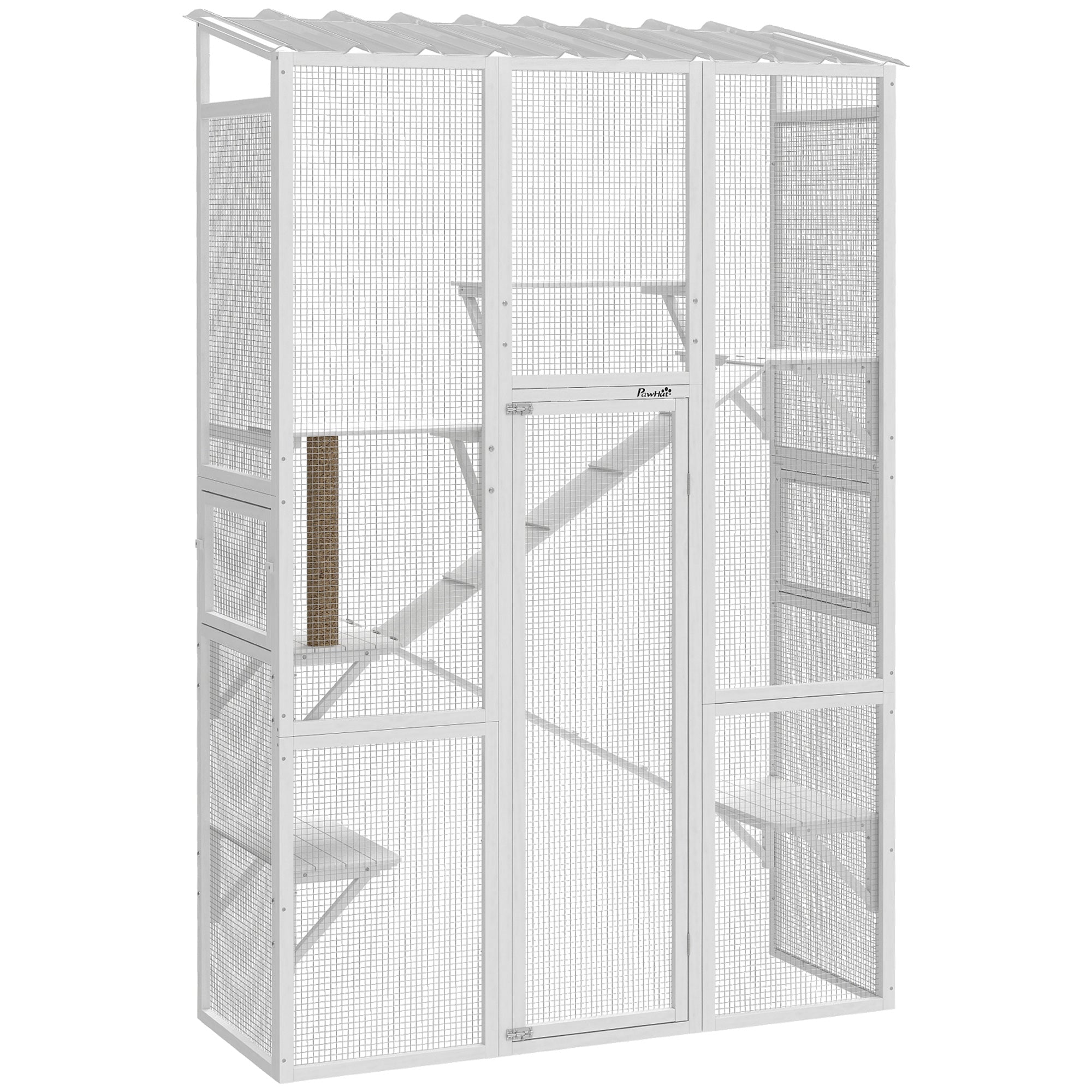 pawhut-grand-enclos-ext-rieur-chat-catio-6-plateformes-blanc image 1