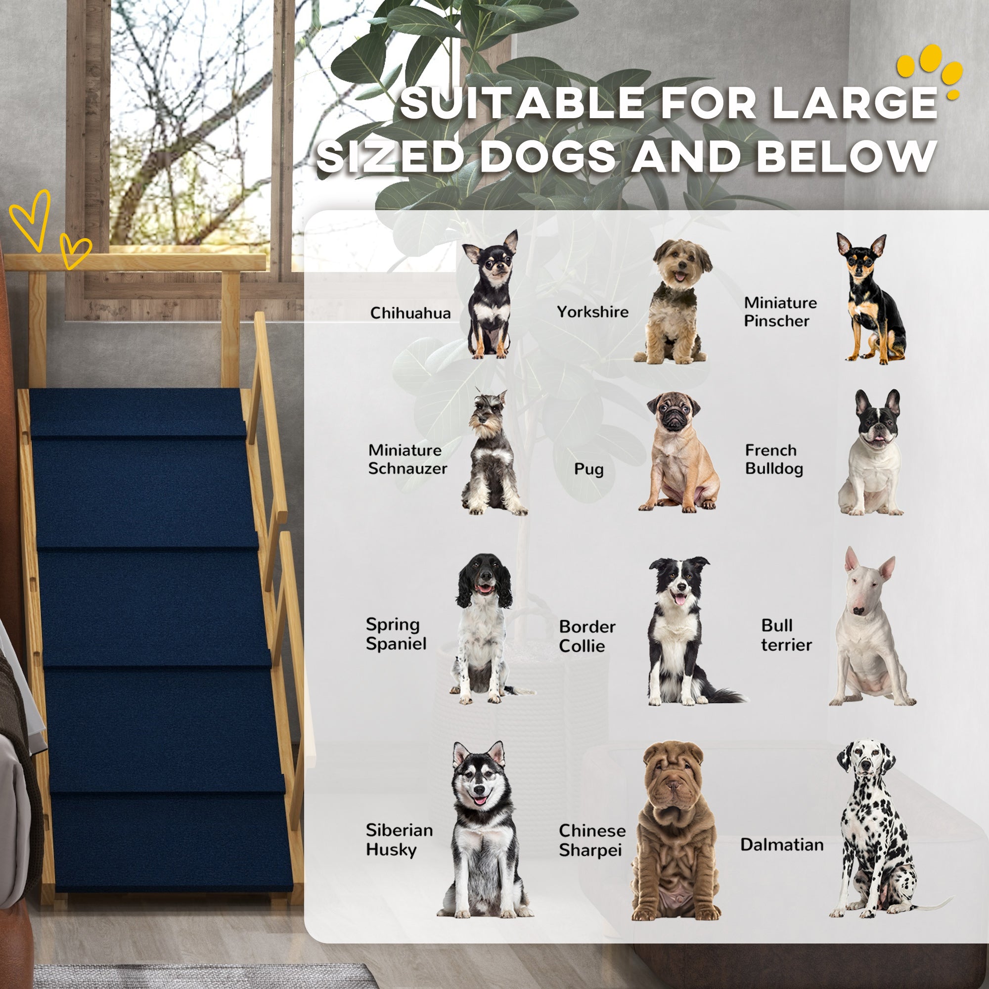 pawhut-rampe-pliable-pour-chien-en-bois-de-pin-4-hauteurs-r-glables-tapis-antid- image 7