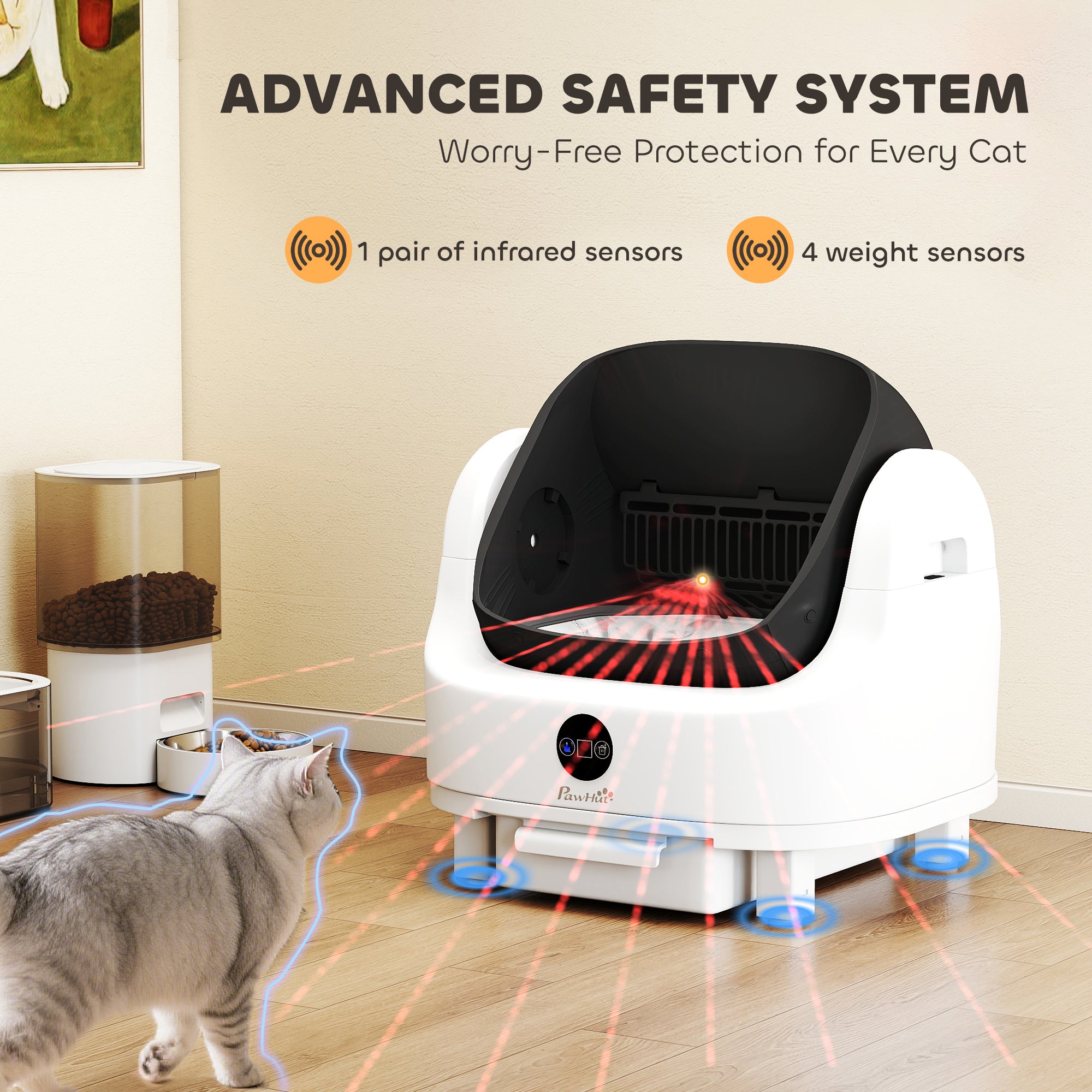 pawhut-bac-liti-re-automatique-ouvert-pour-chat-avec-protection-de-s-curit image 6