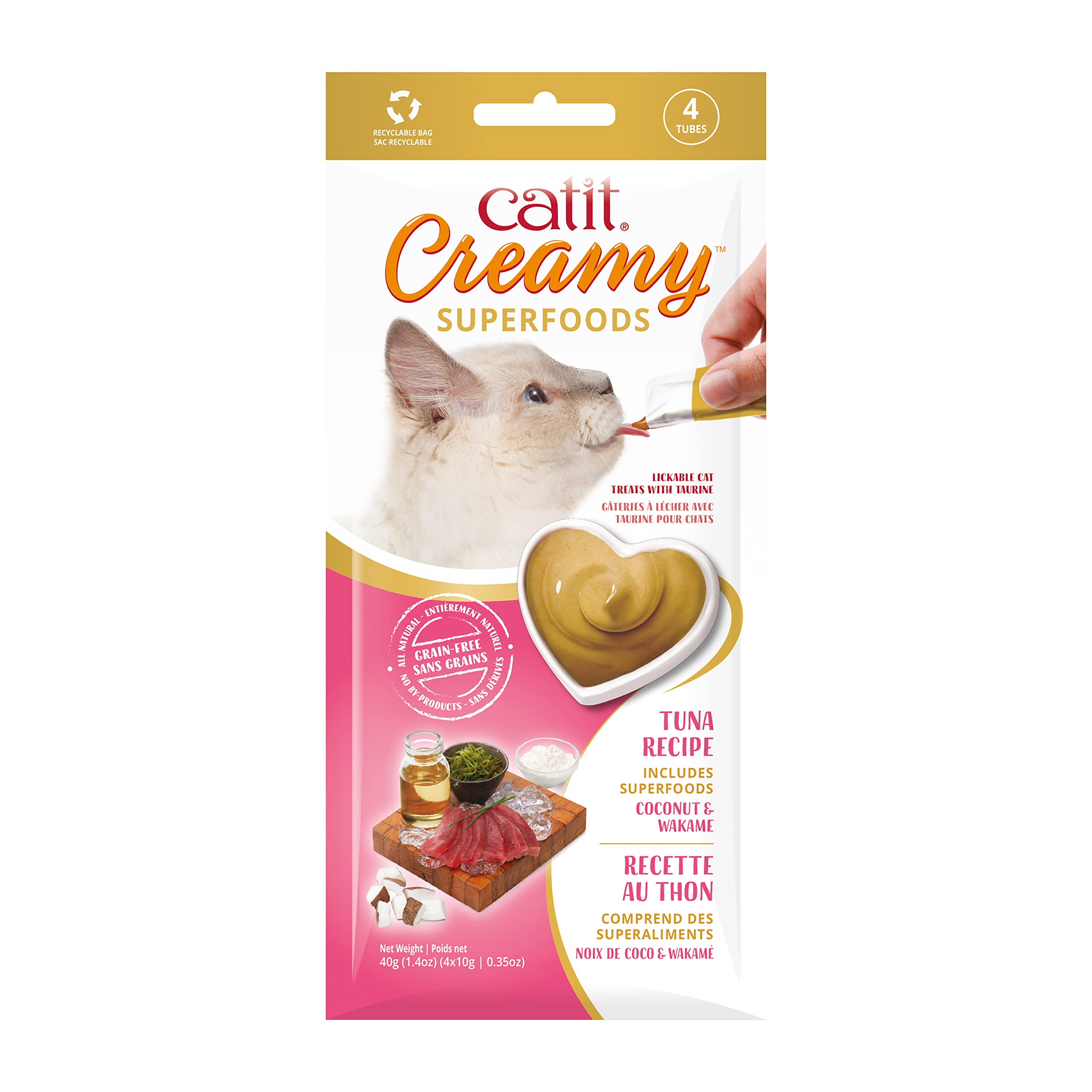 catit-creamy-superfood-p-te-l-cher-pour-chat-thon-noix-de-coco-et-wakam-4-x-10-g image 1