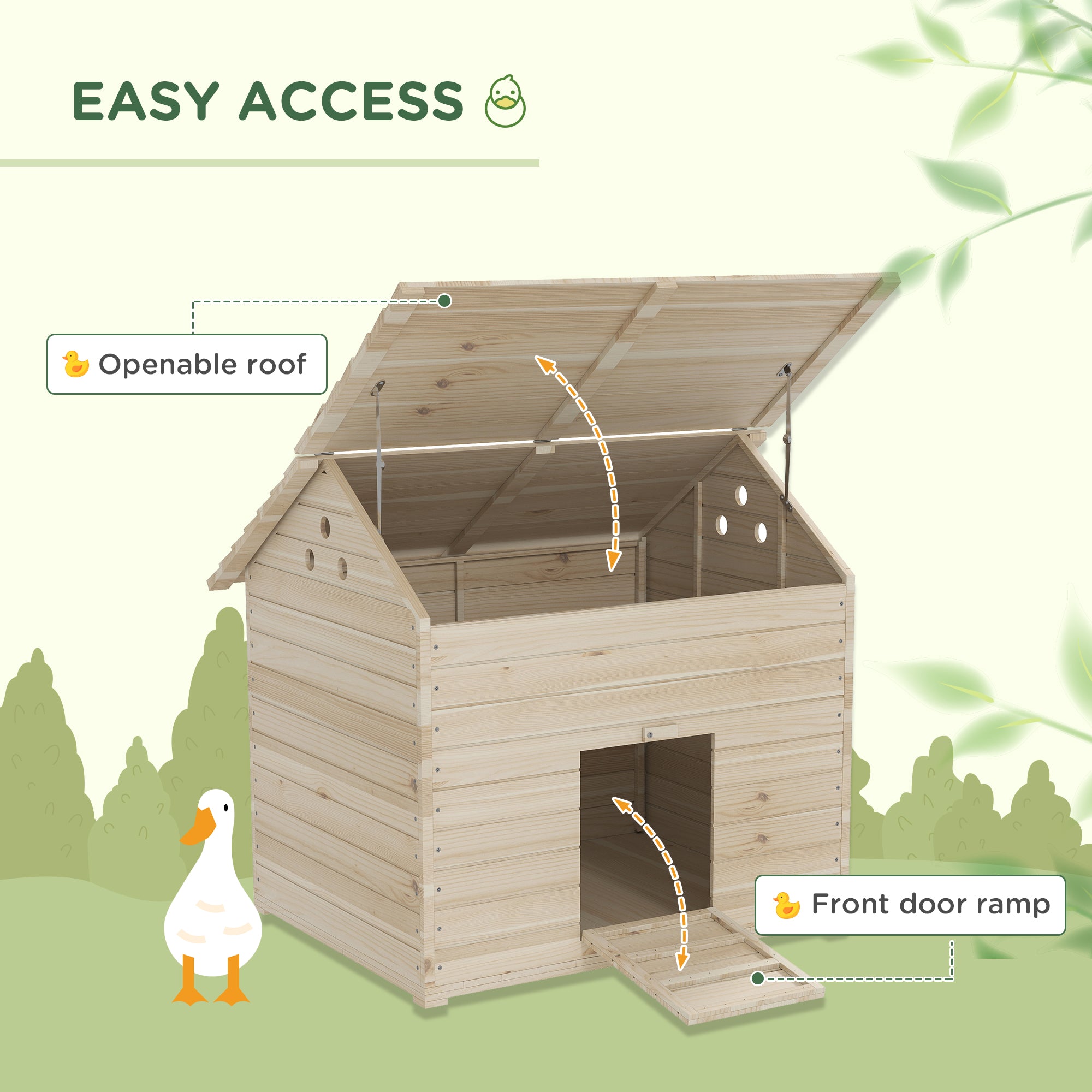pawhut-abri-canard-sur-lev-en-bois-avec-rampe-et-toit-ouvrant image 6
