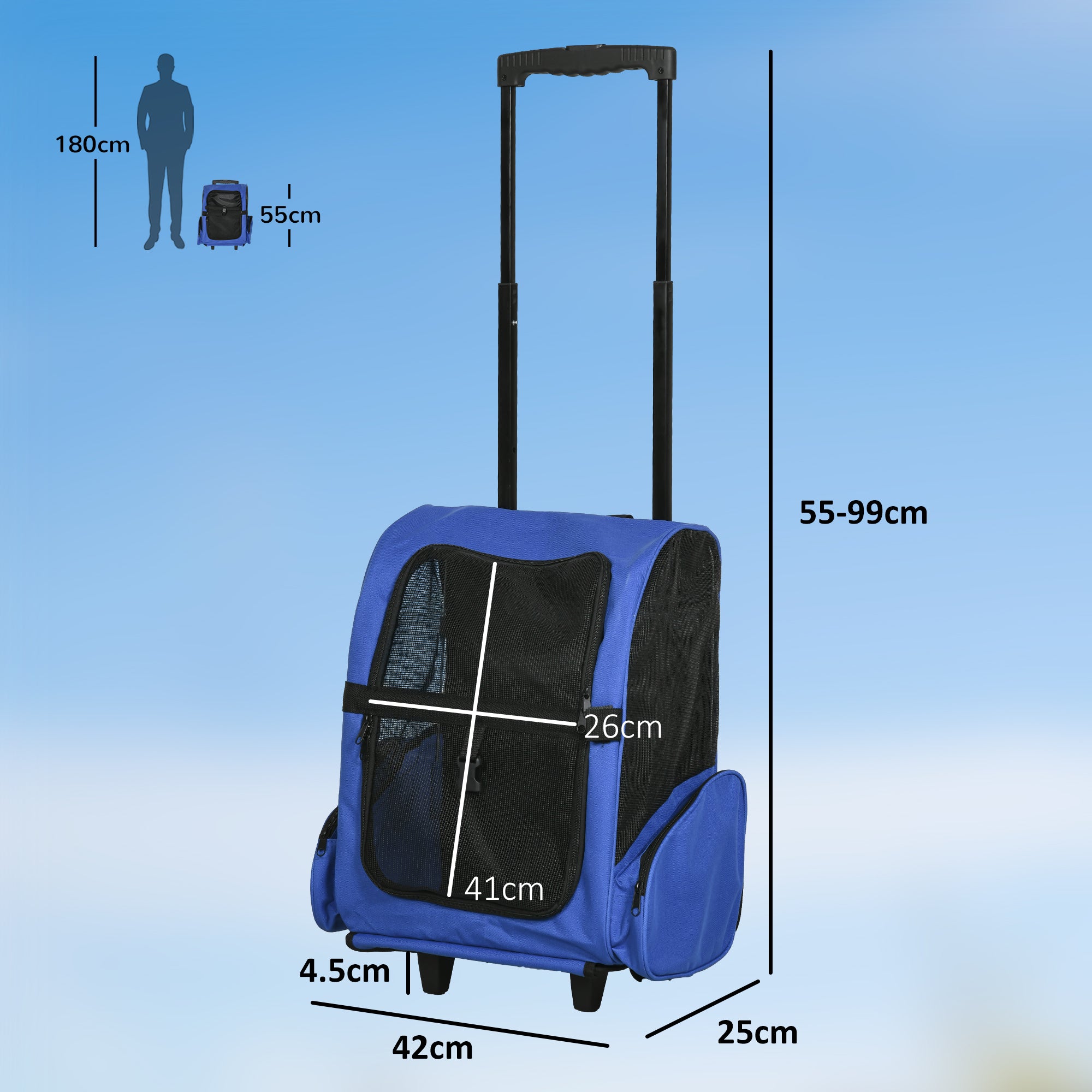 pawhut-sac-de-transport-pour-animal-avec-trolley-t-lescopique-et-roues-42-x-25-x image 5
